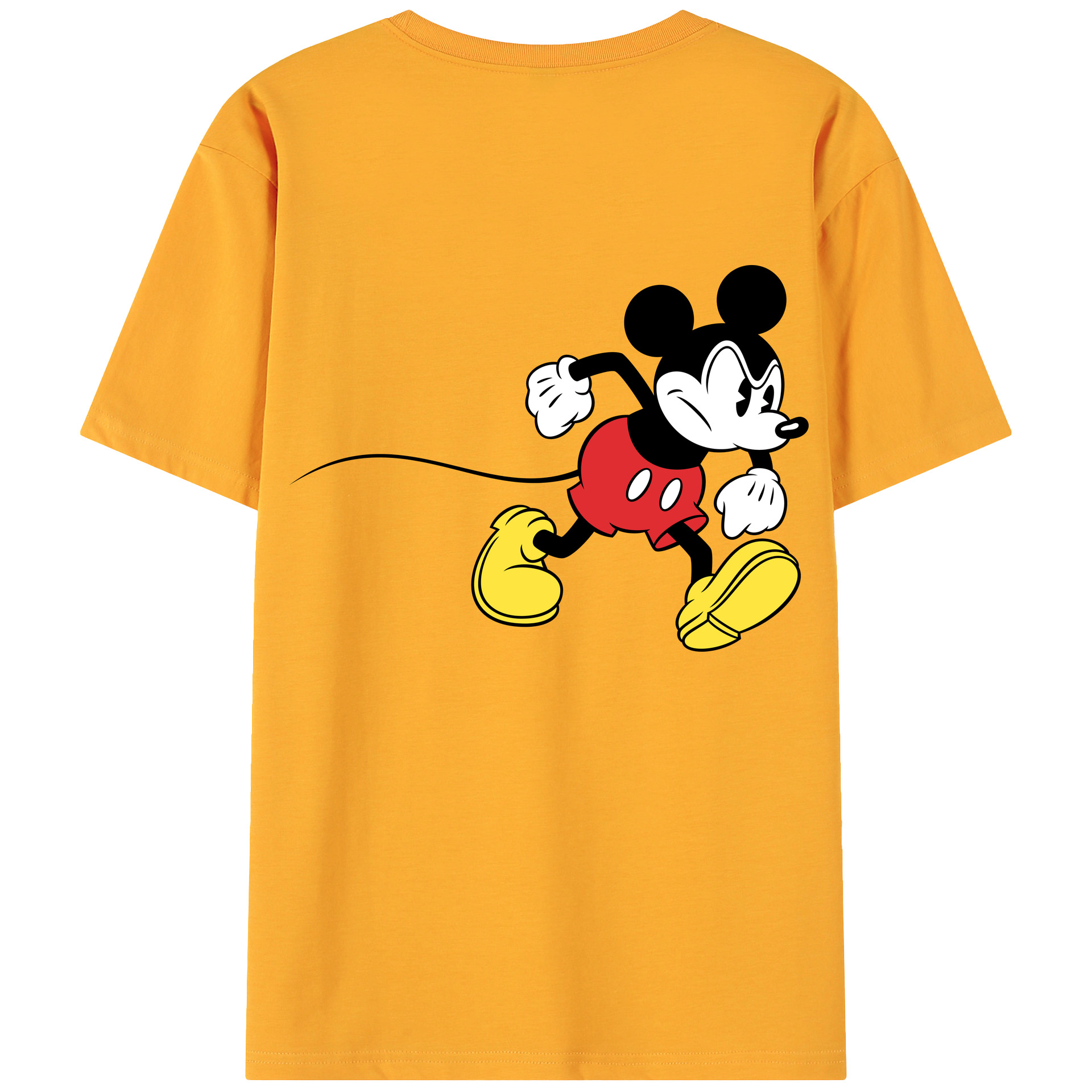 ミッキーマウス Mickey Mouse 綿100％ メンズ半袖Tシャツ（バックプリント） 通気性