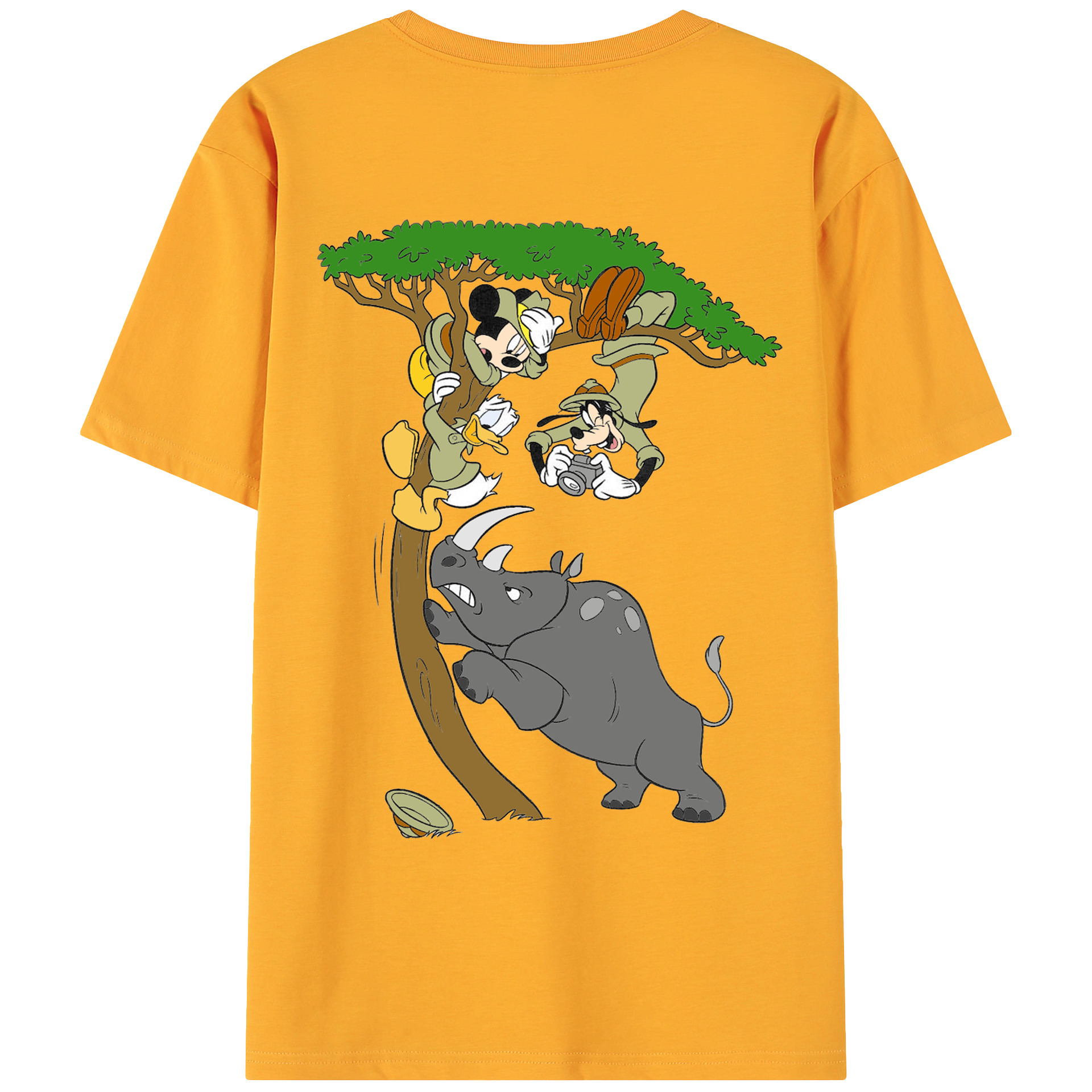 ミッキーマウス Mickey Mouse 綿100％ メンズ半袖Tシャツ（バックプリント） 通気性