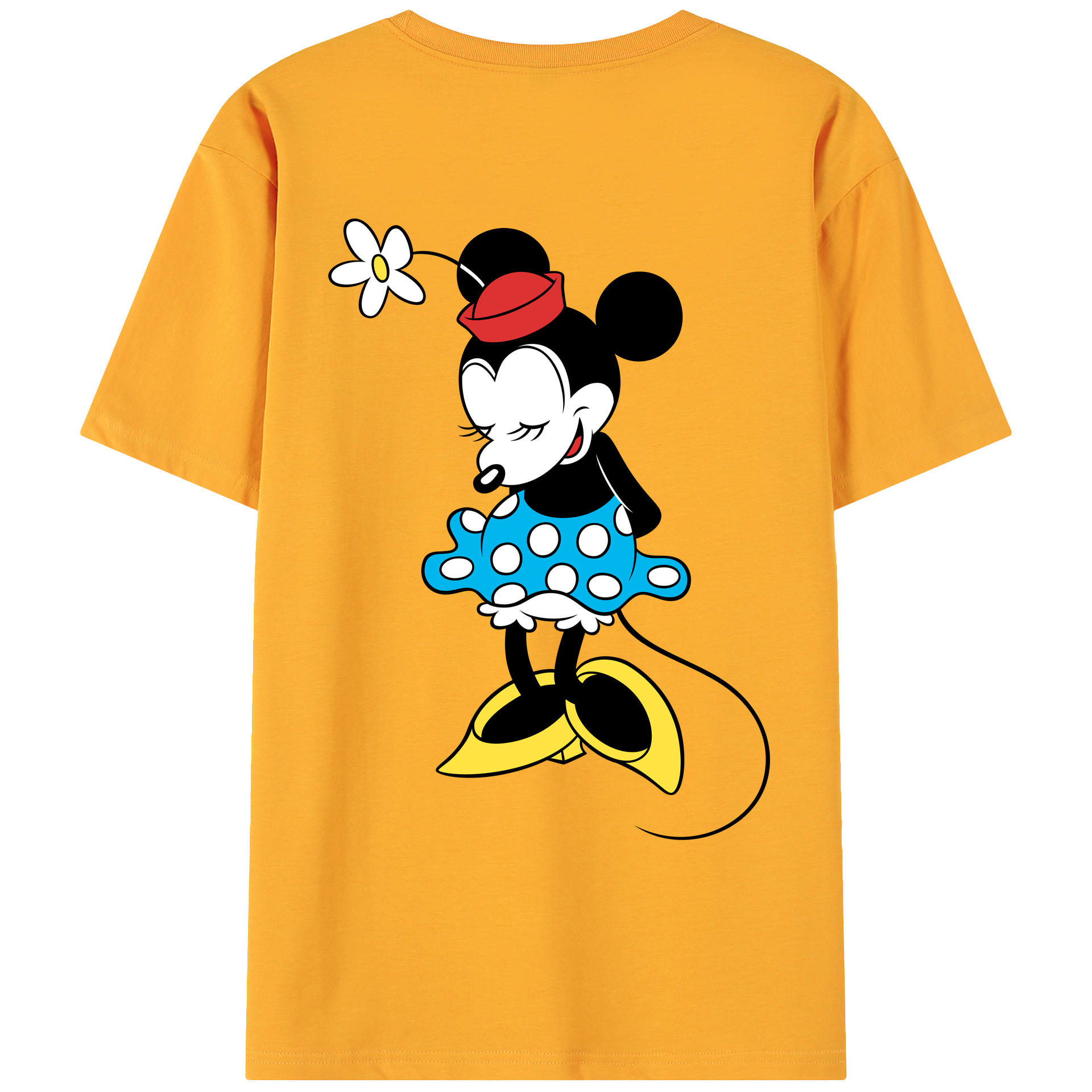 ミッキーマウス Mickey Mouse 綿100％ メンズ半袖Tシャツ（バックプリント） 通気性