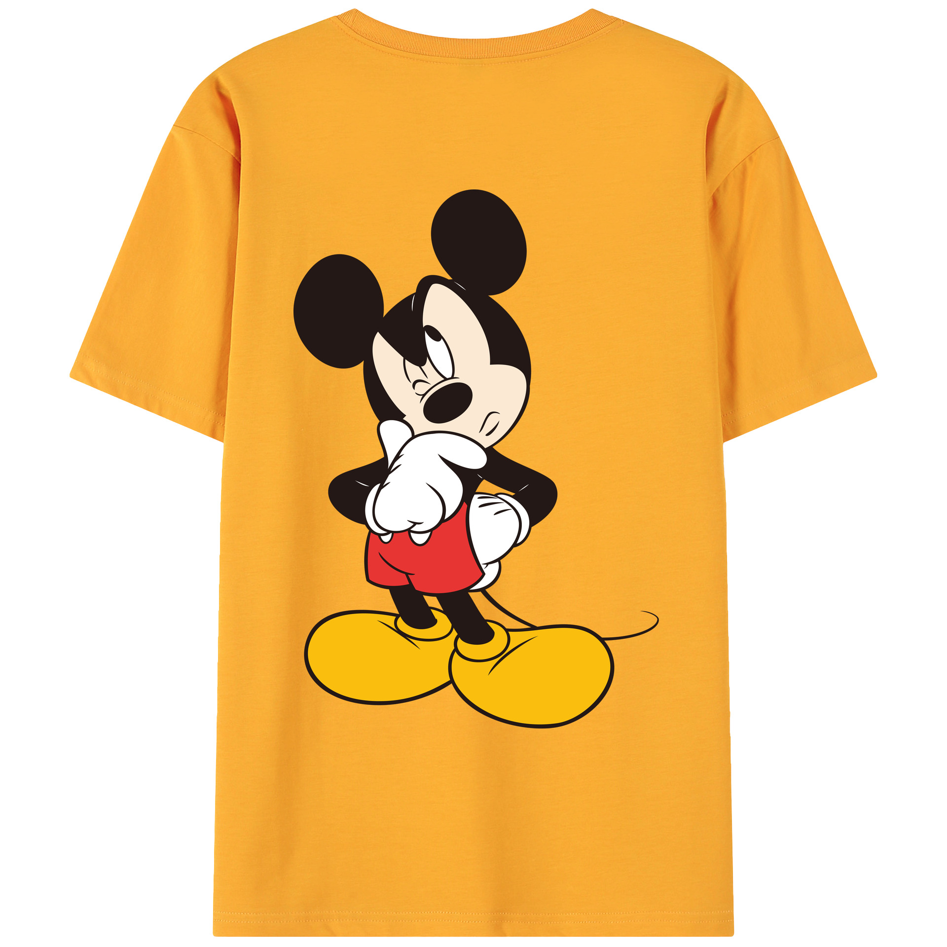 ミッキーマウス Mickey Mouse 綿100％ メンズ半袖Tシャツ（バックプリント） 通気性