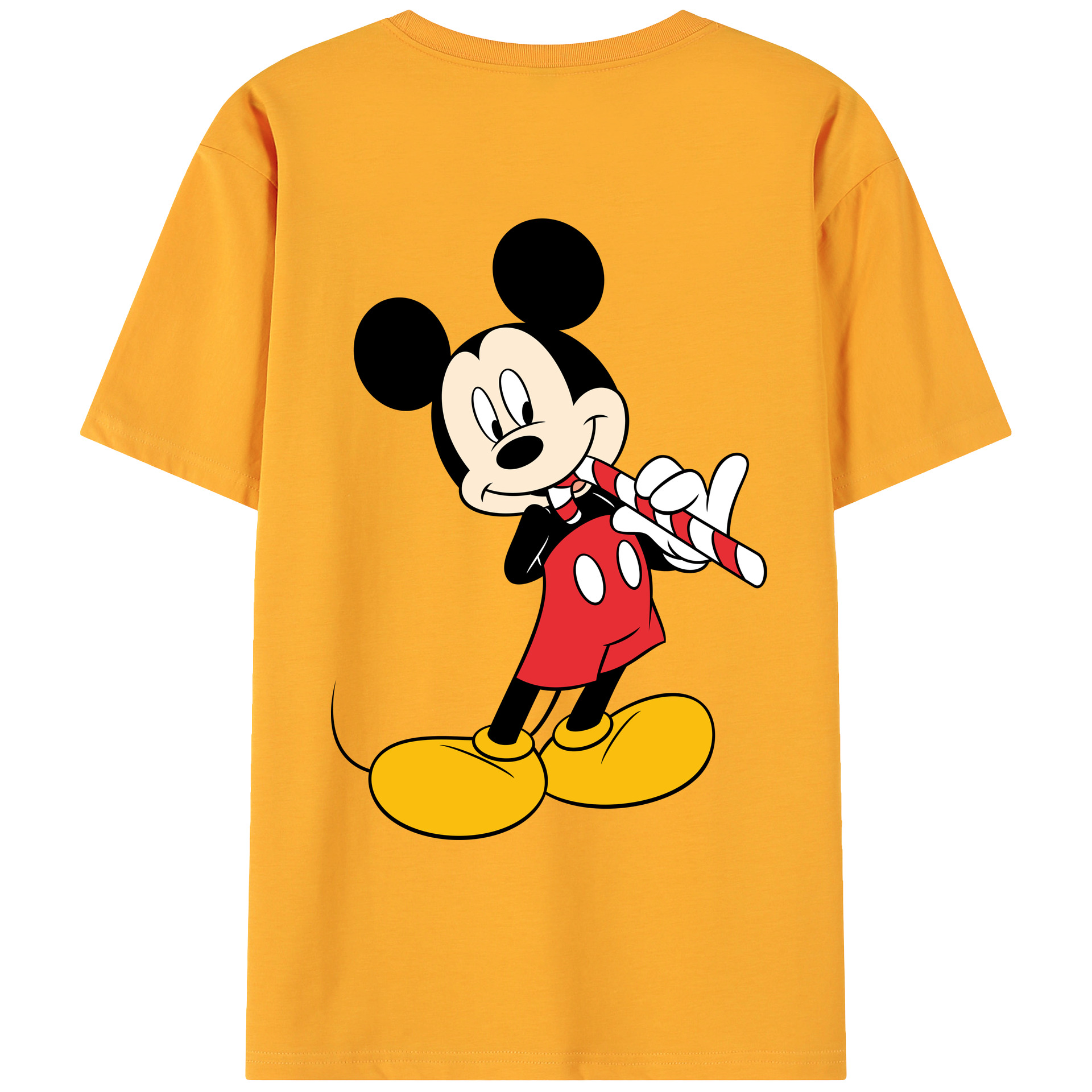 ミッキーマウス Mickey Mouse 綿100％ メンズ半袖Tシャツ（バックプリント） 通気性
