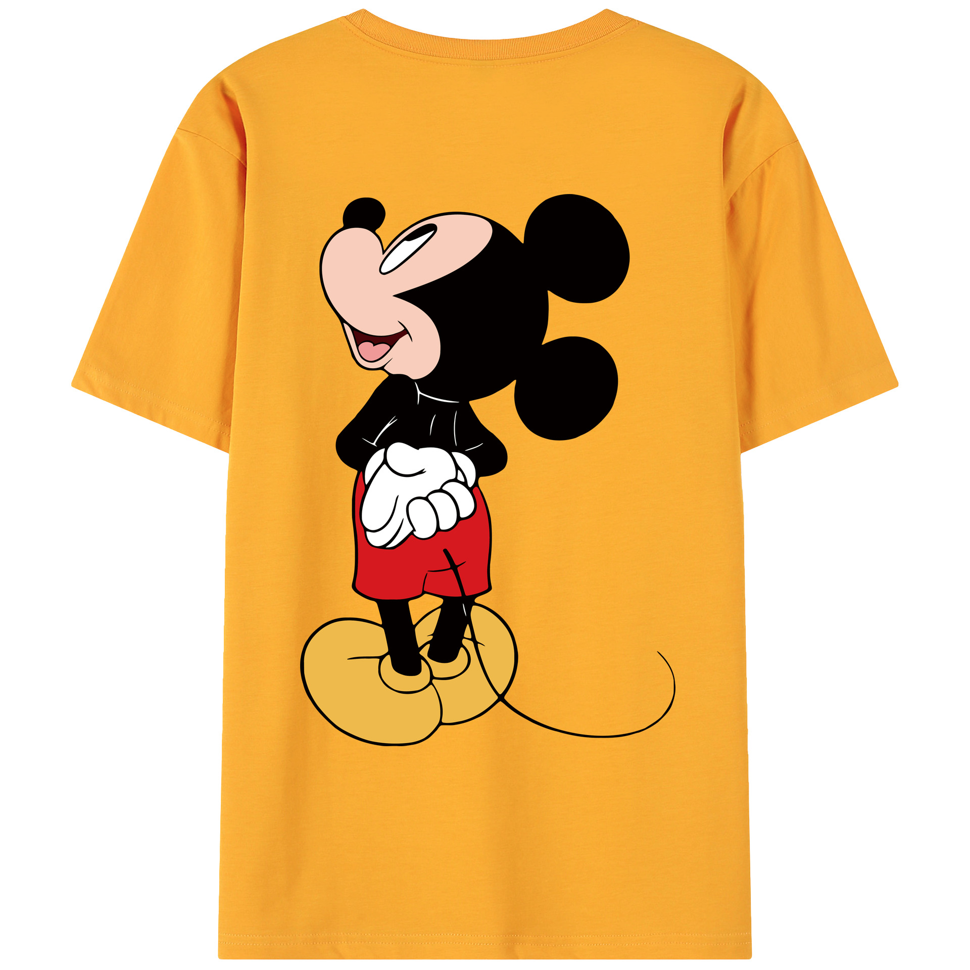 ミッキーマウス Mickey Mouse 綿100％ メンズ半袖Tシャツ（バックプリント） 通気性