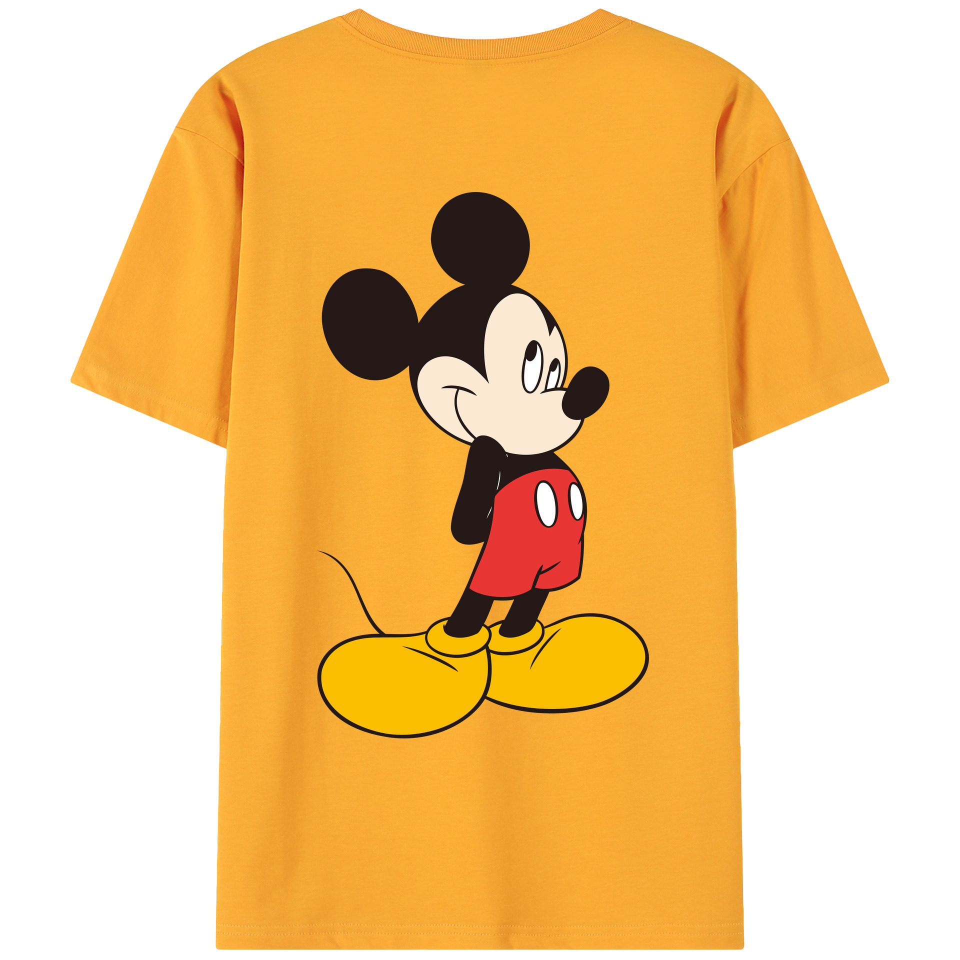ミッキーマウス Mickey Mouse 綿100％ メンズ半袖Tシャツ（バックプリント） 通気性