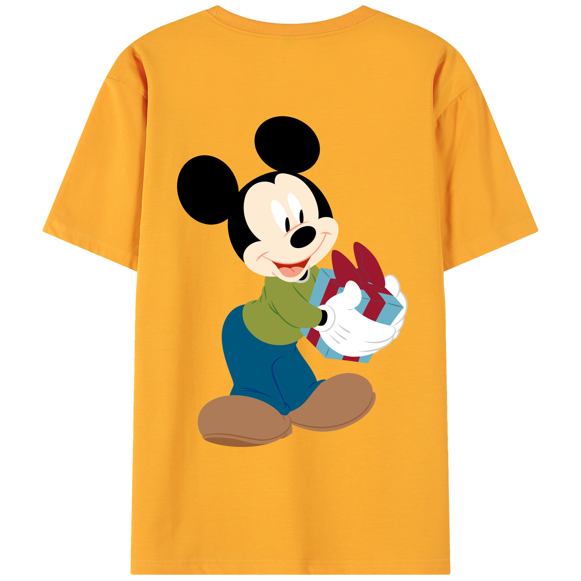 ミッキーマウス Mickey Mouse 綿100％ メンズ半袖Tシャツ（バックプリント） 通気性