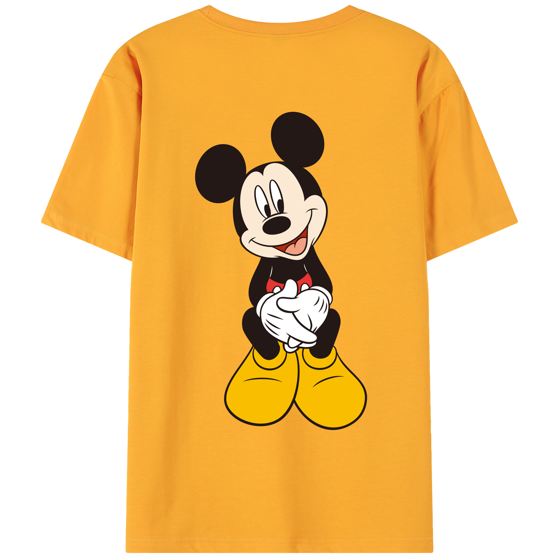 ミッキーマウス Mickey Mouse 綿100％ メンズ半袖Tシャツ（バックプリント） 通気性