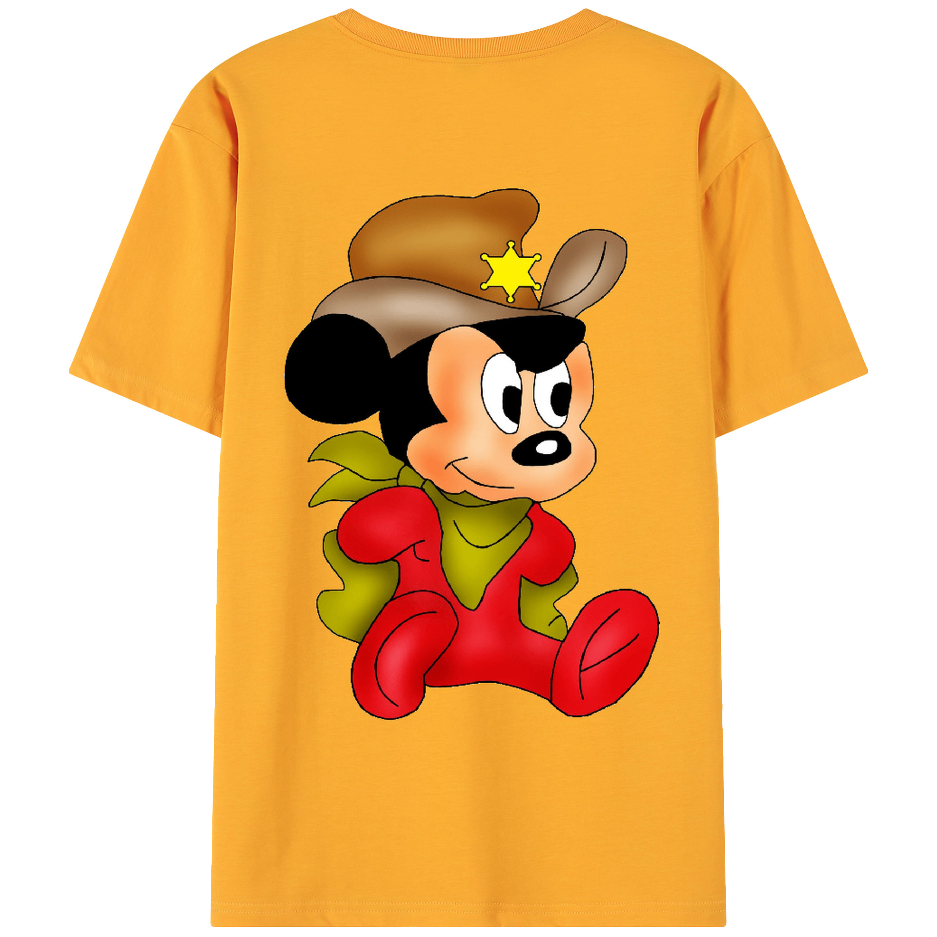 ミッキーマウス Mickey Mouse 綿100％ メンズ半袖Tシャツ（バックプリント） 通気性