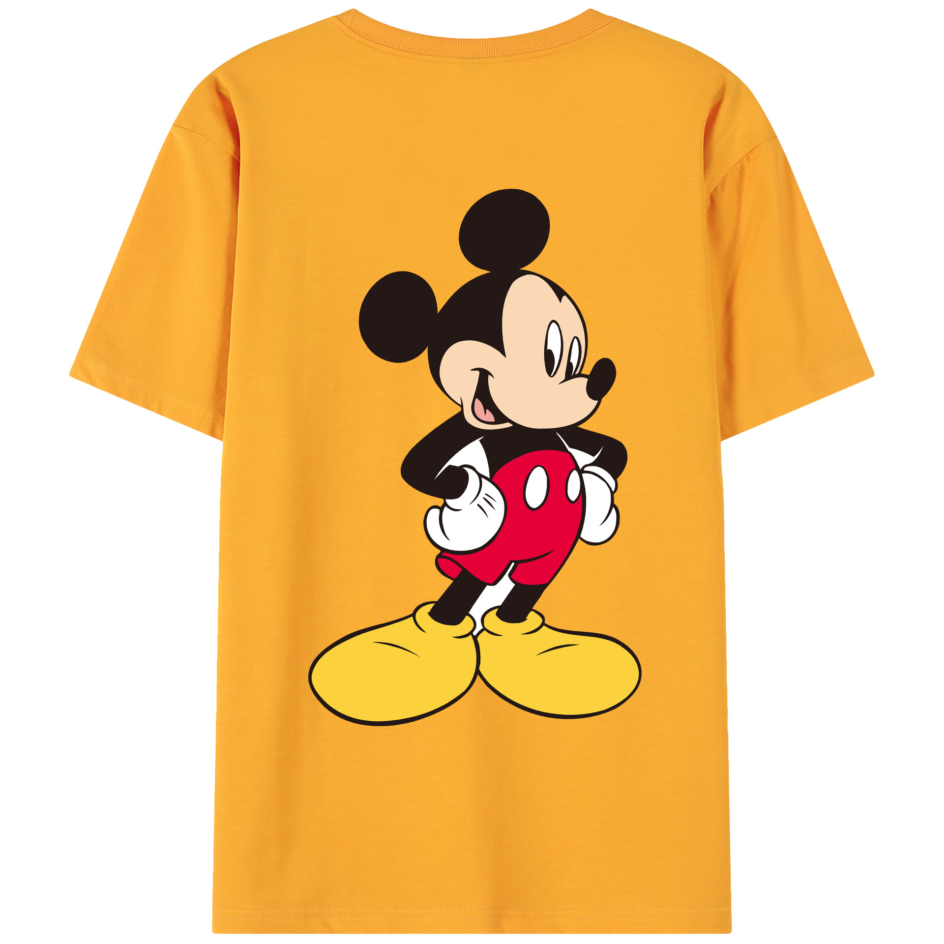ミッキーマウス Mickey Mouse 綿100％ メンズ半袖Tシャツ（バックプリント） 通気性