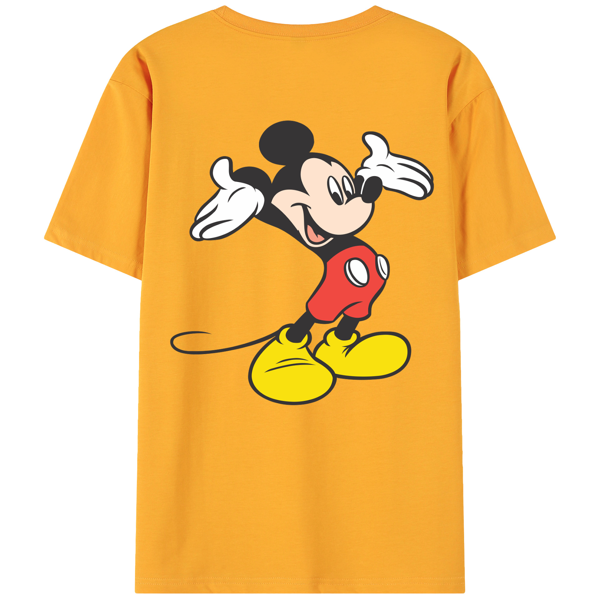 ミッキーマウス Mickey Mouse 綿100％ メンズ半袖Tシャツ（バックプリント） 通気性