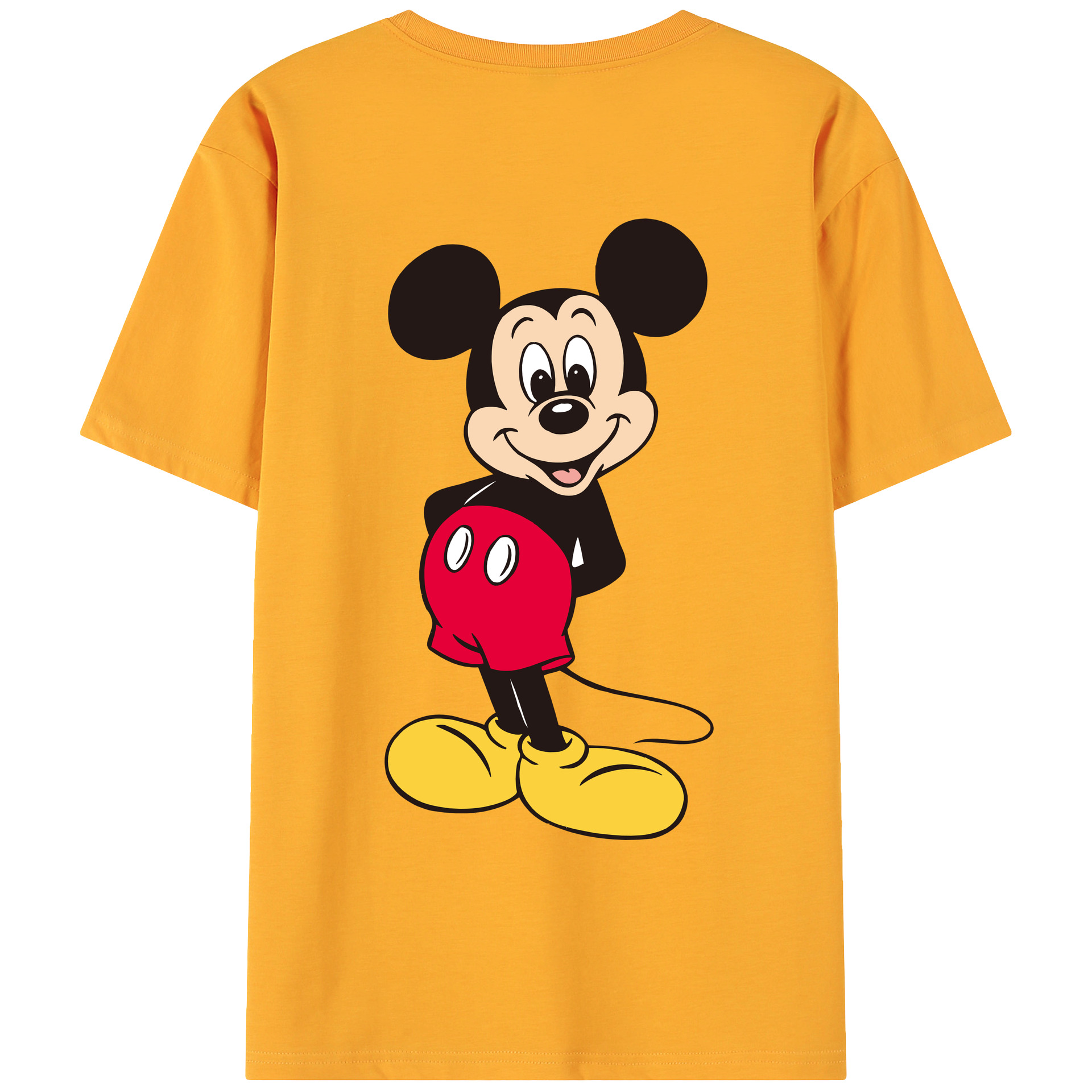 ミッキーマウス Mickey Mouse 綿100％ メンズ半袖Tシャツ（バックプリント） 通気性