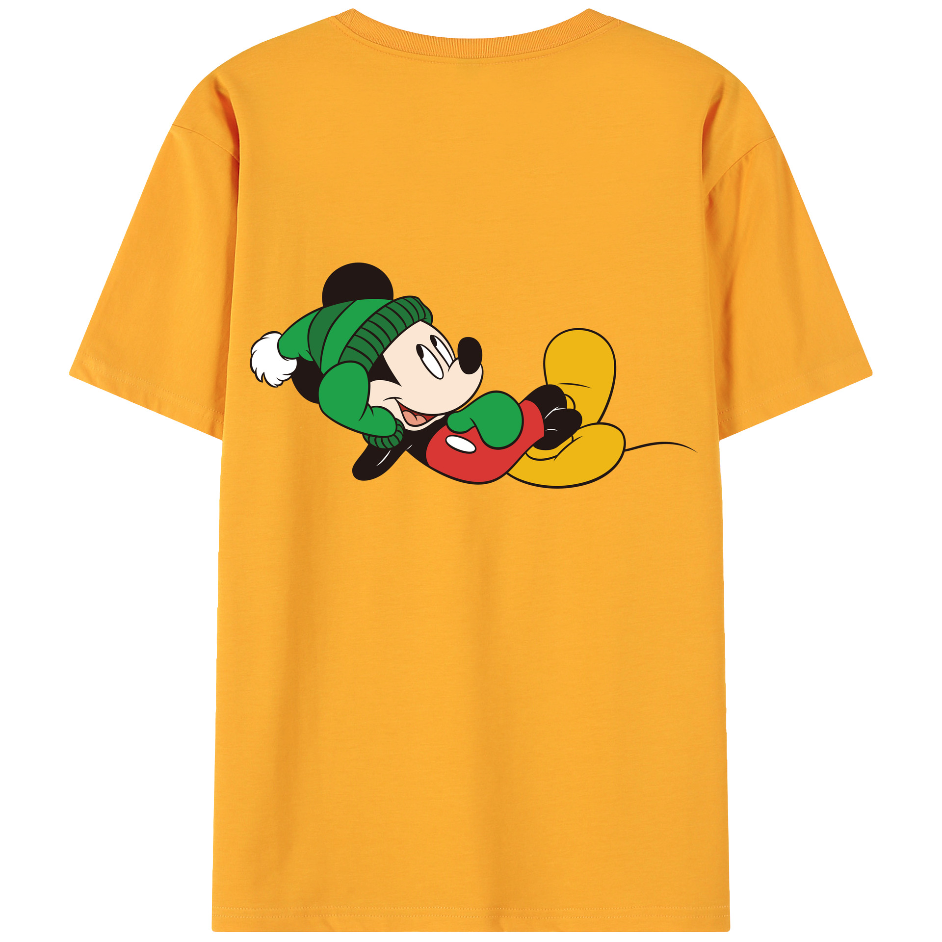 ミッキーマウス Mickey Mouse 綿100％ メンズ半袖Tシャツ（バックプリント） 通気性