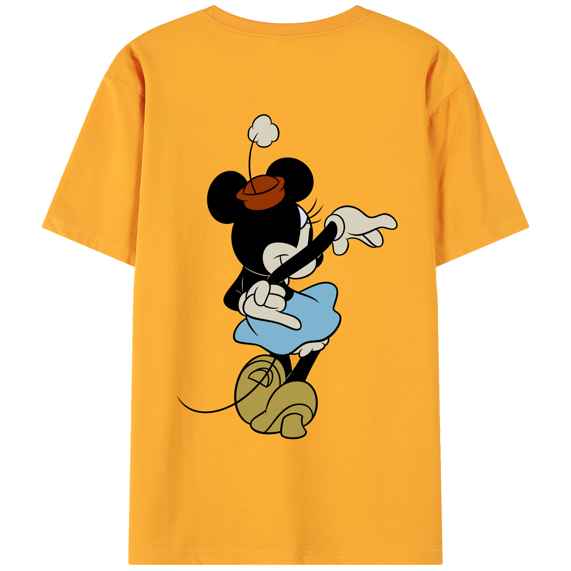 ミッキーマウス Mickey Mouse 綿100％ メンズ半袖Tシャツ（バックプリント） 通気性