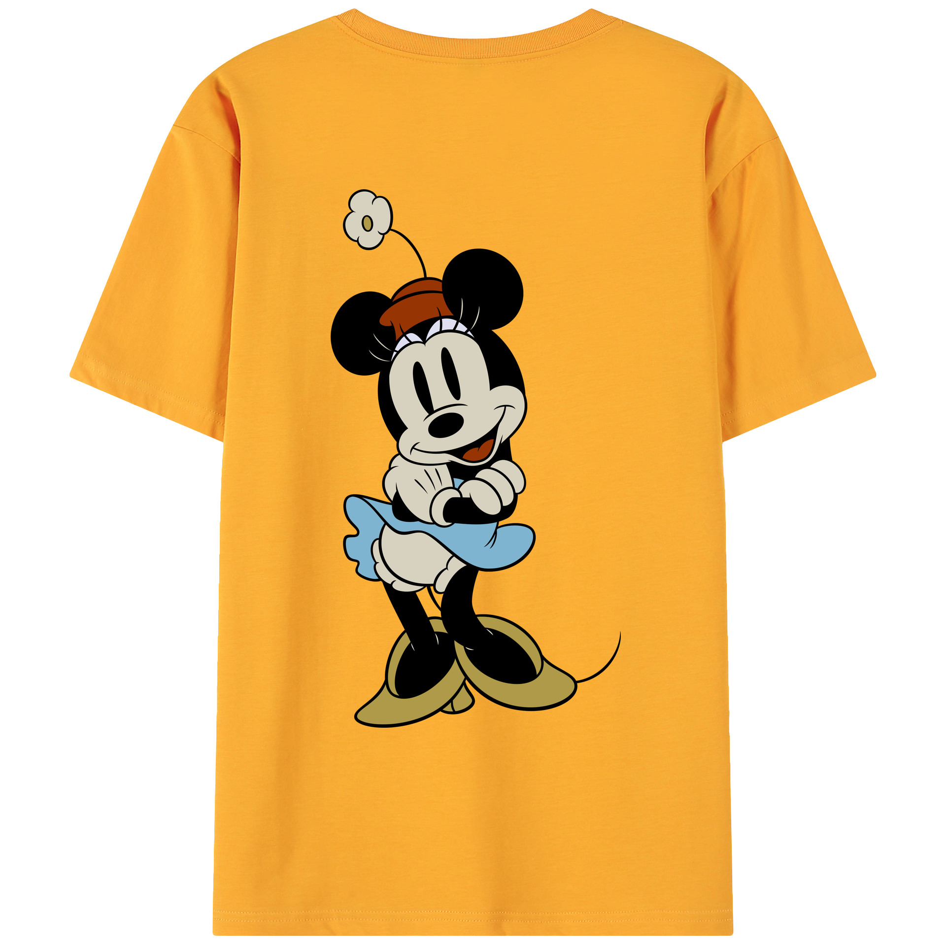 ミッキーマウス Mickey Mouse 綿100％ メンズ半袖Tシャツ（バックプリント） 通気性