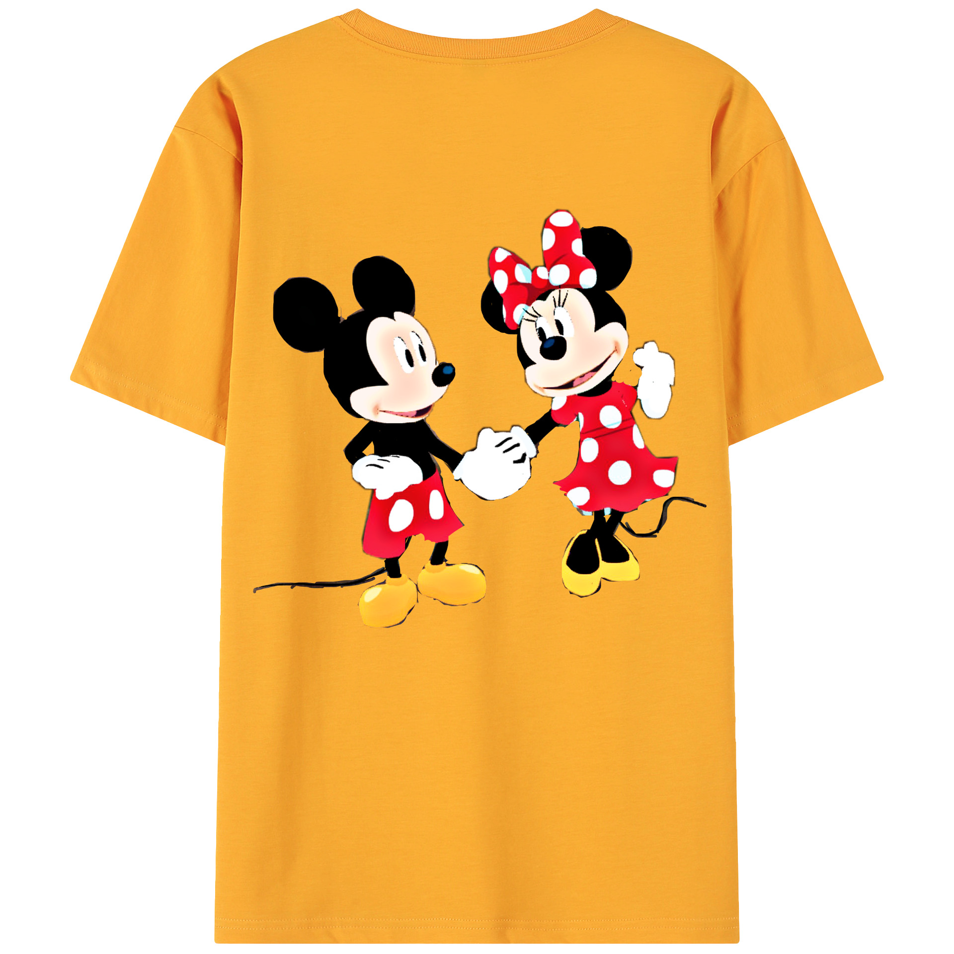 ミッキーマウス Mickey Mouse 綿100％ メンズ半袖Tシャツ（バックプリント） 通気性