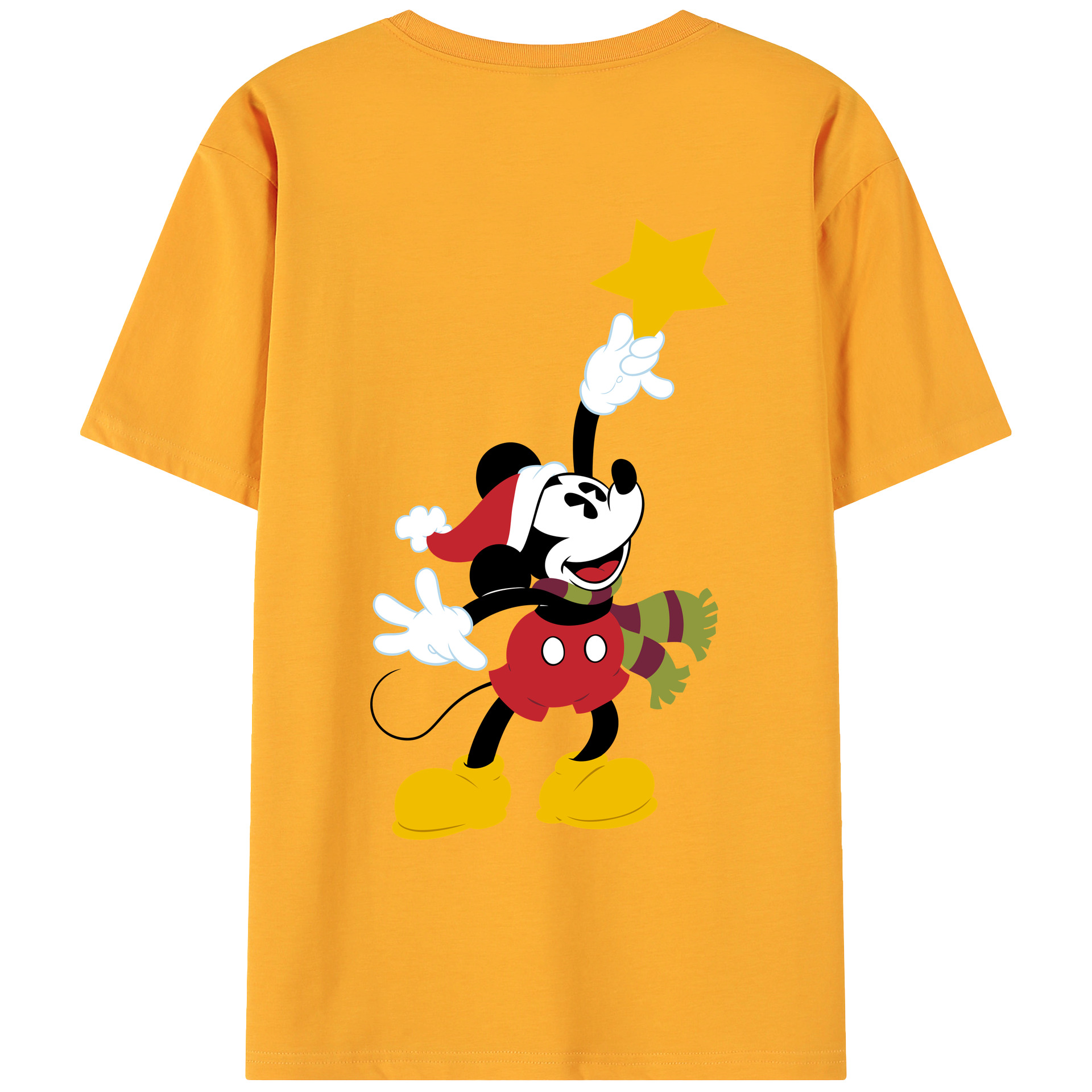 ミッキーマウス Mickey Mouse 綿100％ メンズ半袖Tシャツ（バックプリント） 通気性