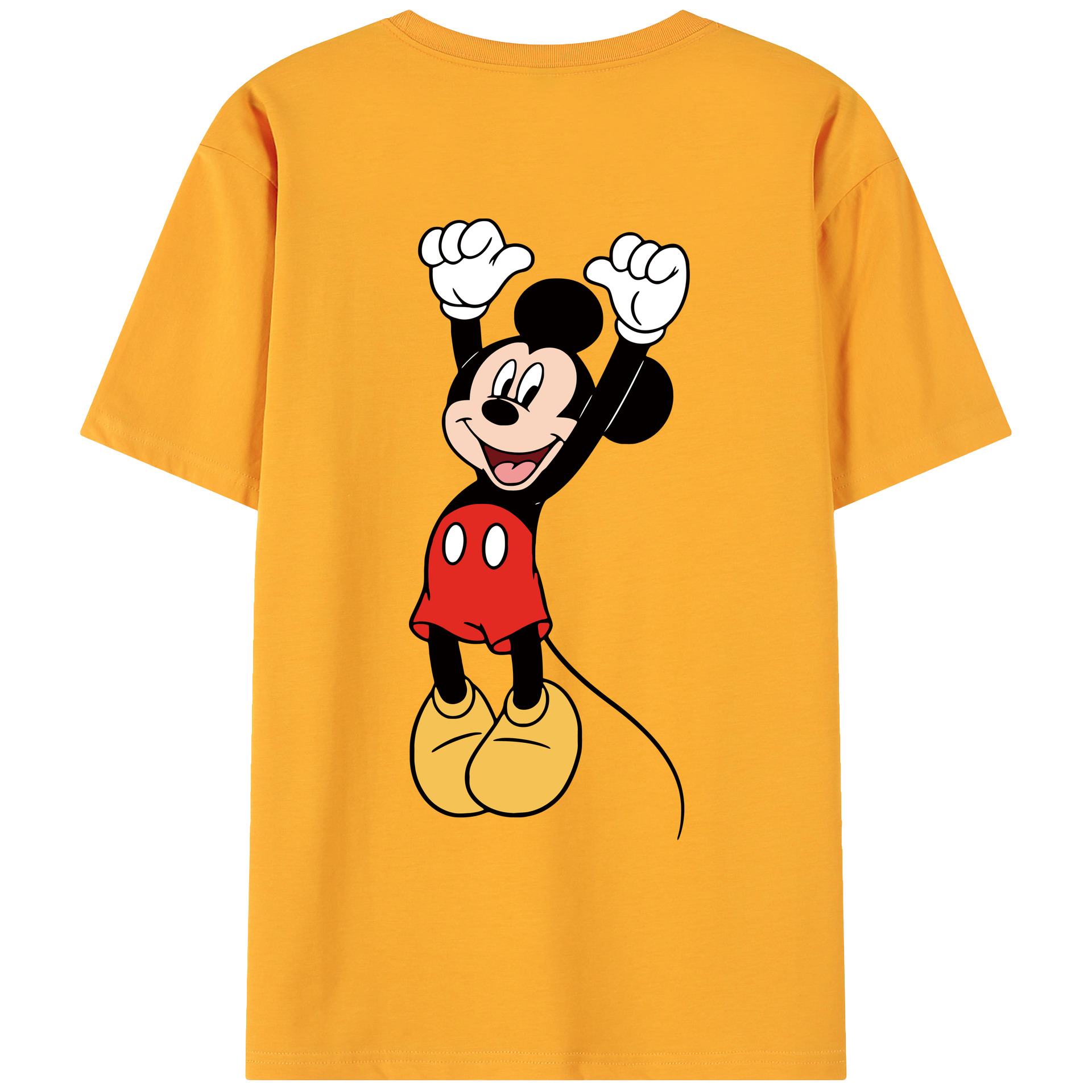 ミッキーマウス Mickey Mouse 綿100％ メンズ半袖Tシャツ（バックプリント） 通気性