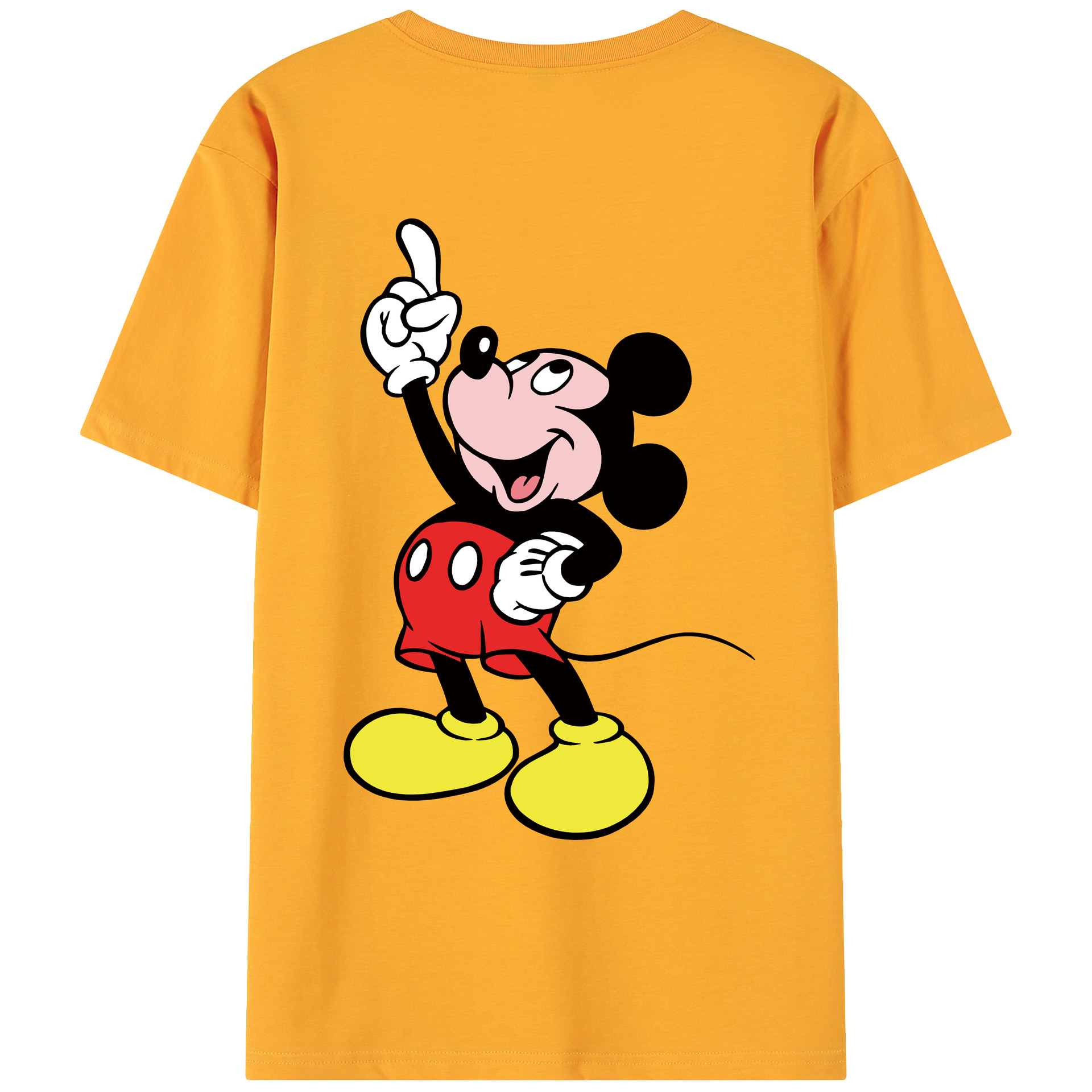 ミッキーマウス Mickey Mouse 綿100％ メンズ半袖Tシャツ（バックプリント） 通気性
