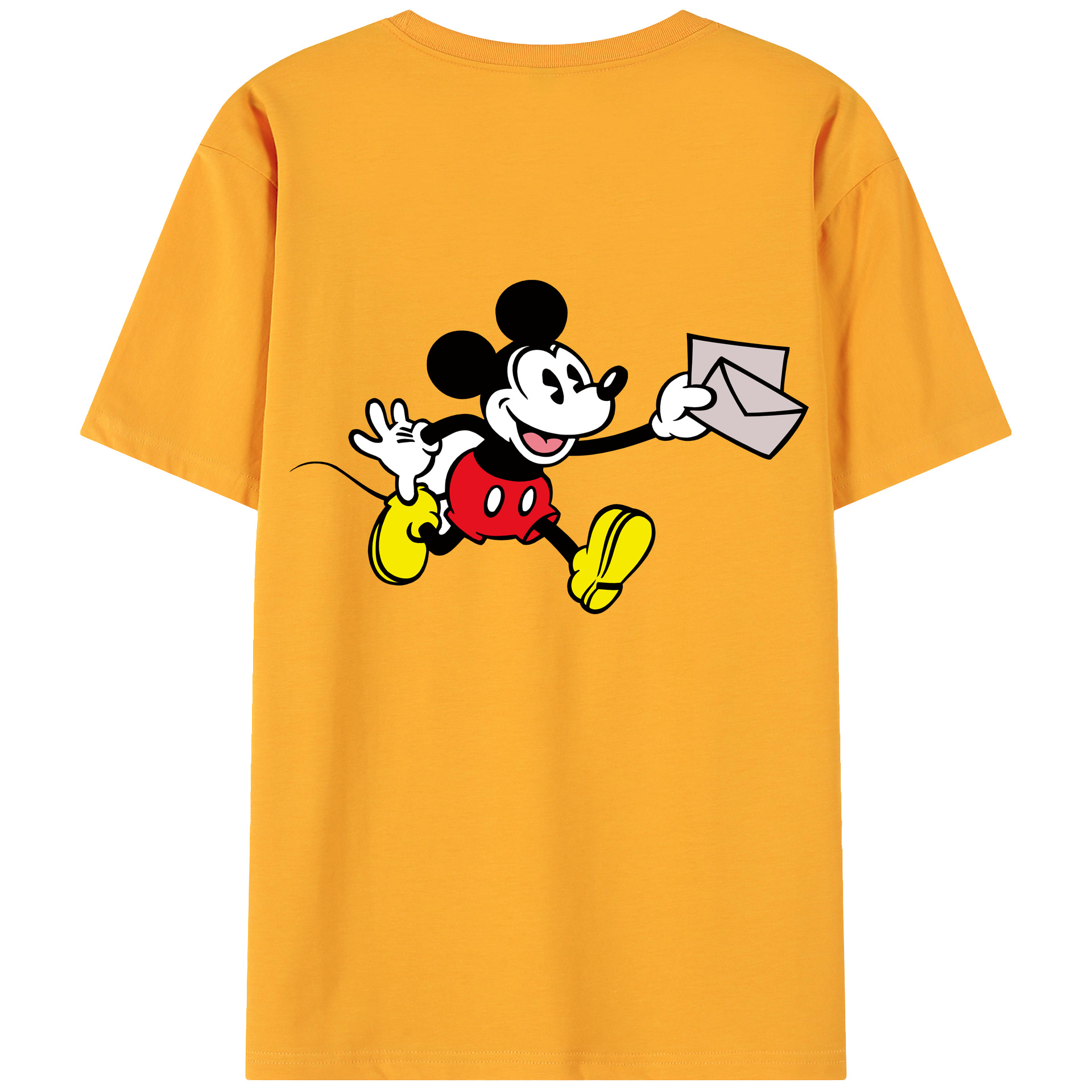 ミッキーマウス Mickey Mouse 綿100％ メンズ半袖Tシャツ（バックプリント） 通気性