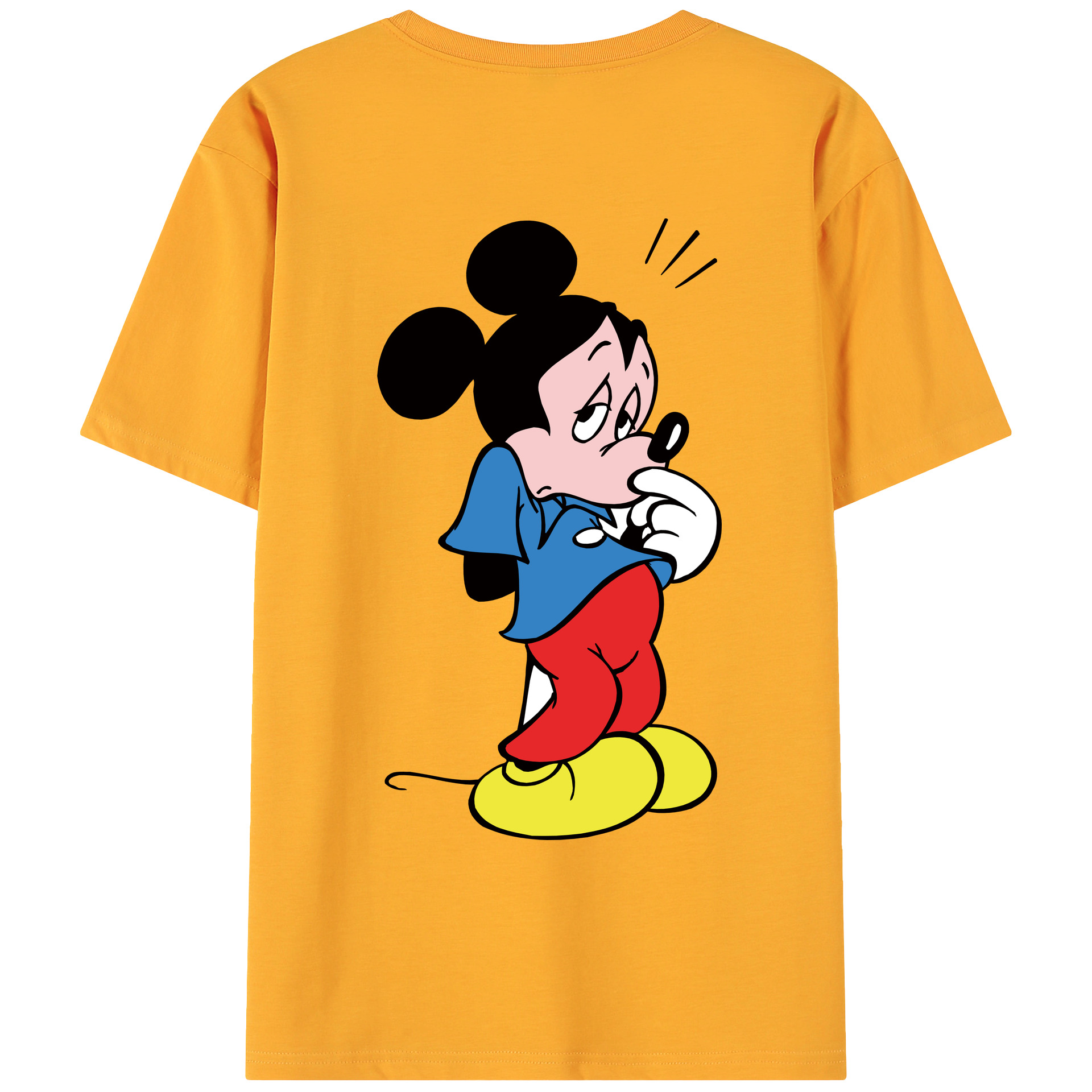 ミッキーマウス Mickey Mouse 綿100％ メンズ半袖Tシャツ（バックプリント） 通気性