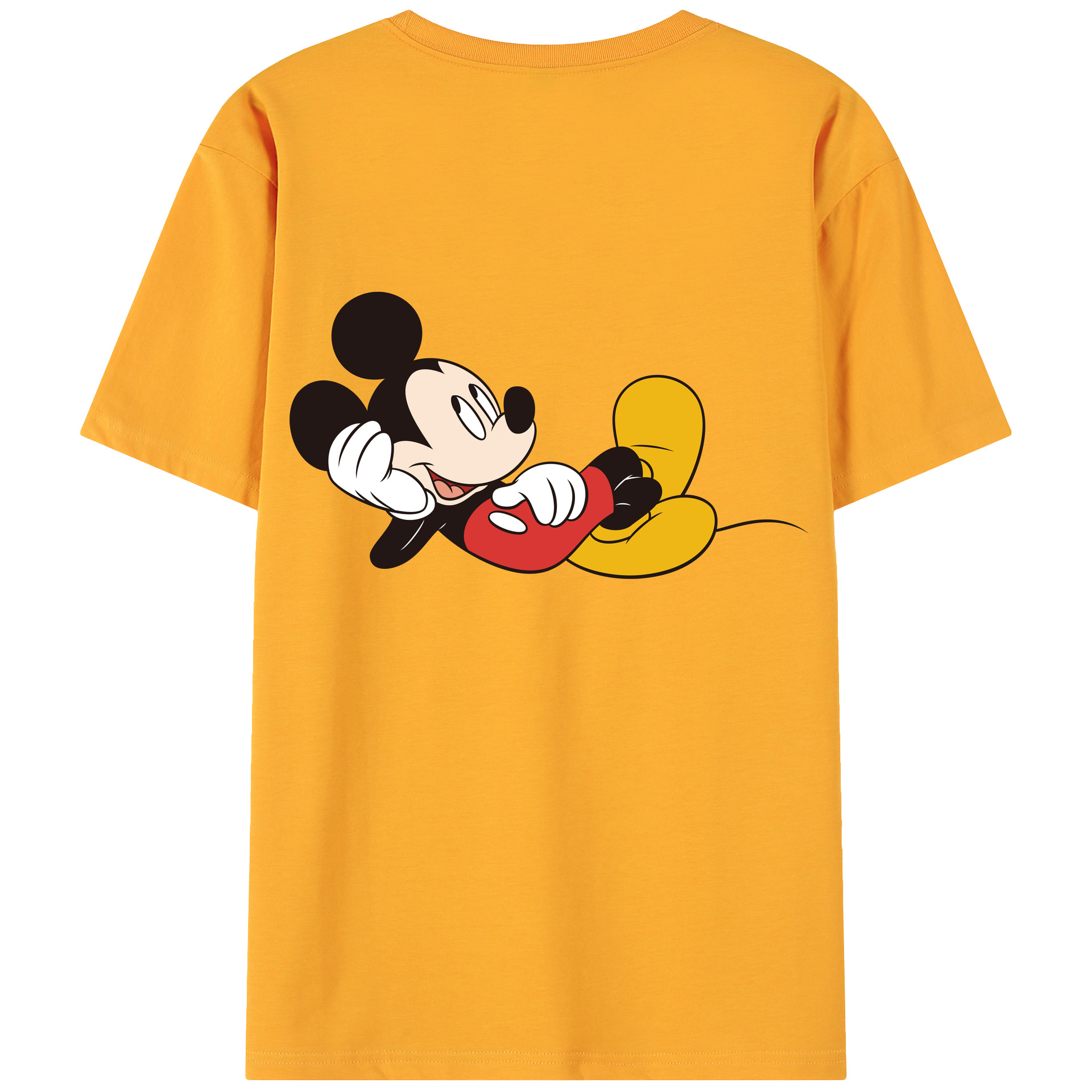 ミッキーマウス Mickey Mouse 綿100％ メンズ半袖Tシャツ（バックプリント） 通気性
