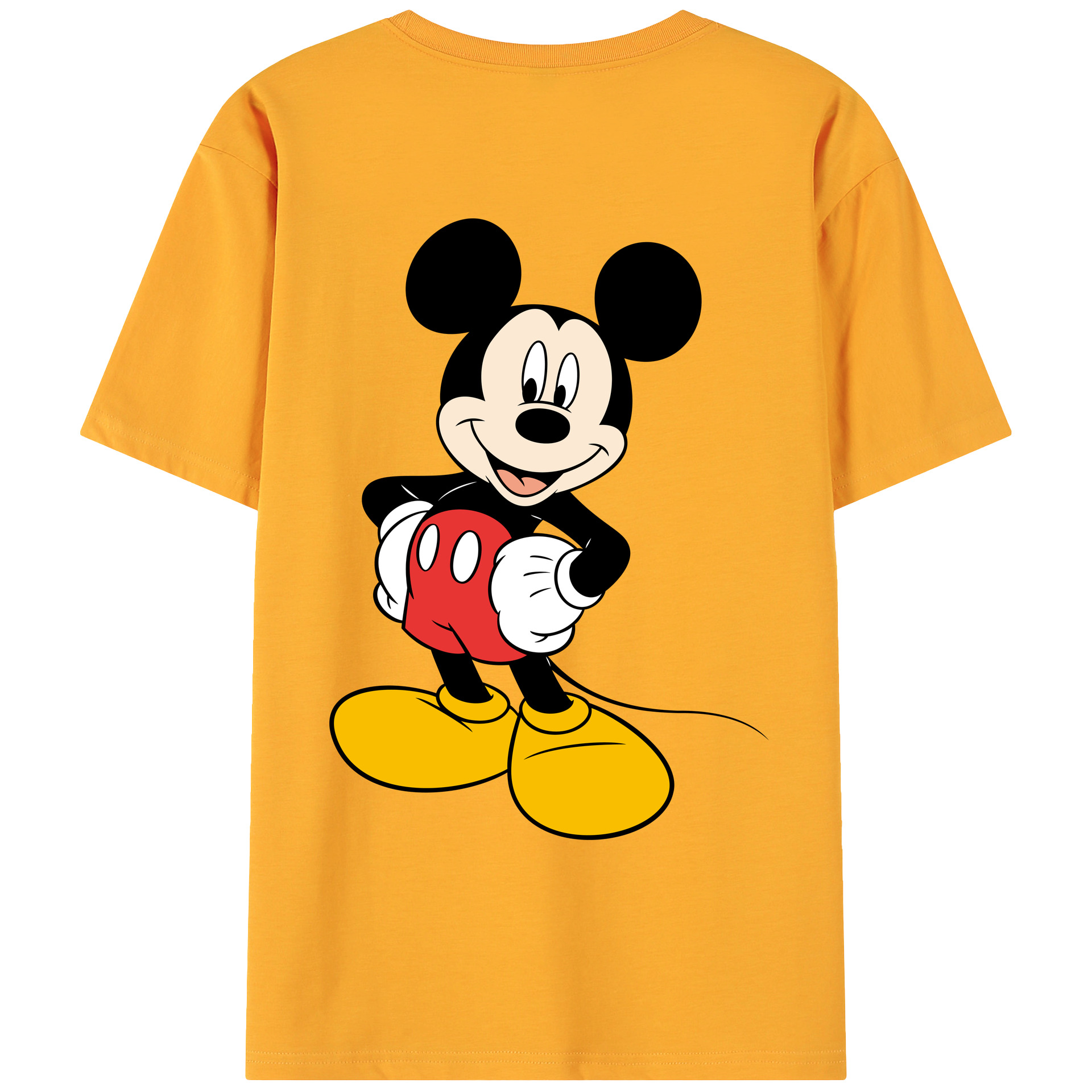 ミッキーマウス Mickey Mouse 綿100％ メンズ半袖Tシャツ（バックプリント） 通気性
