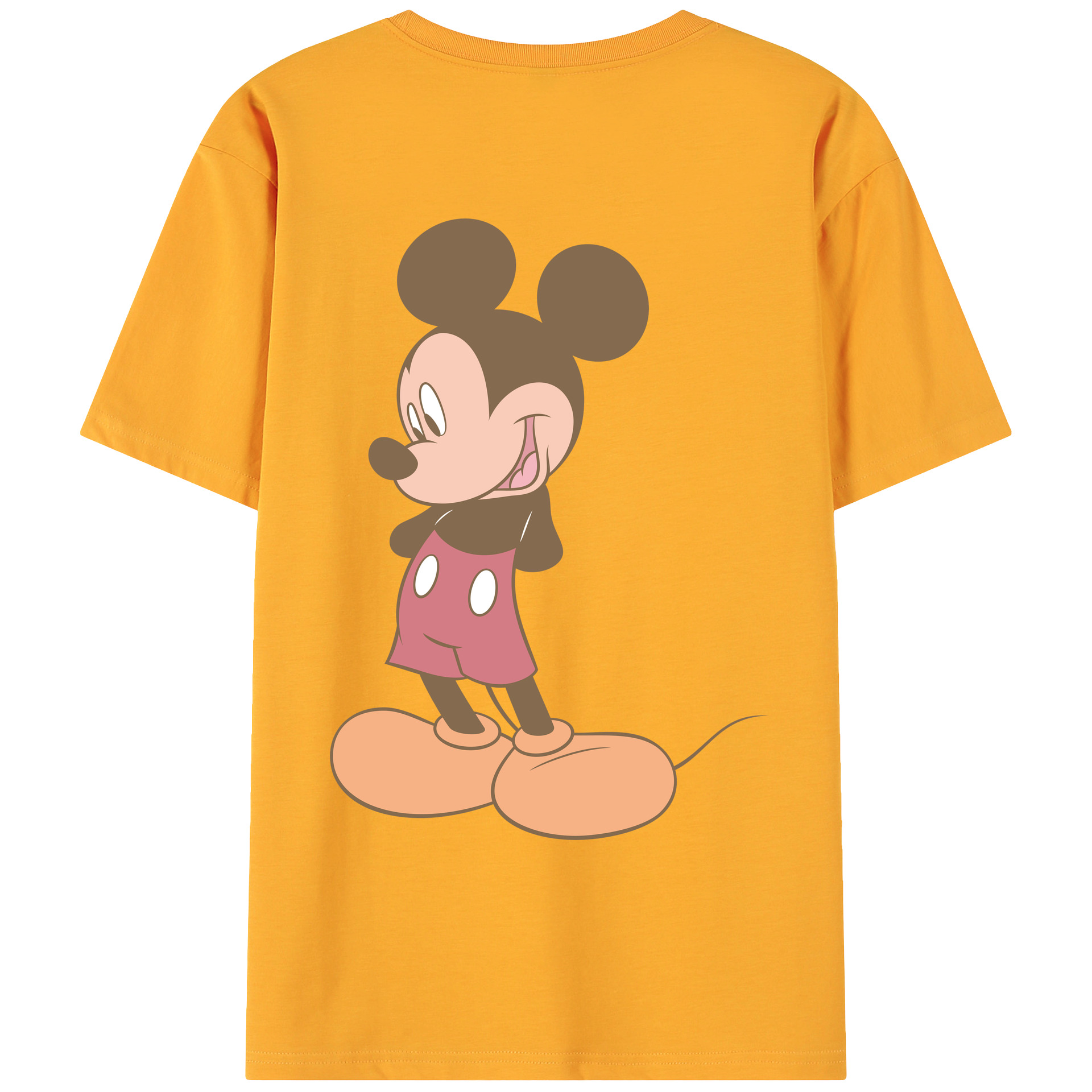 ミッキーマウス Mickey Mouse 綿100％ メンズ半袖Tシャツ（バックプリント） 通気性