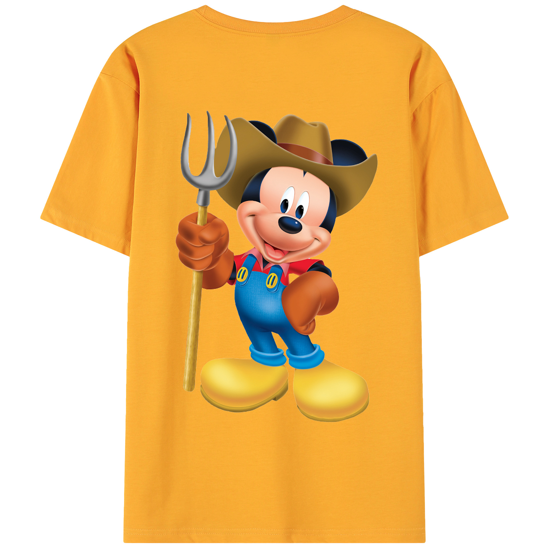 ミッキーマウス Mickey Mouse 綿100％ メンズ半袖Tシャツ（バックプリント） 通気性