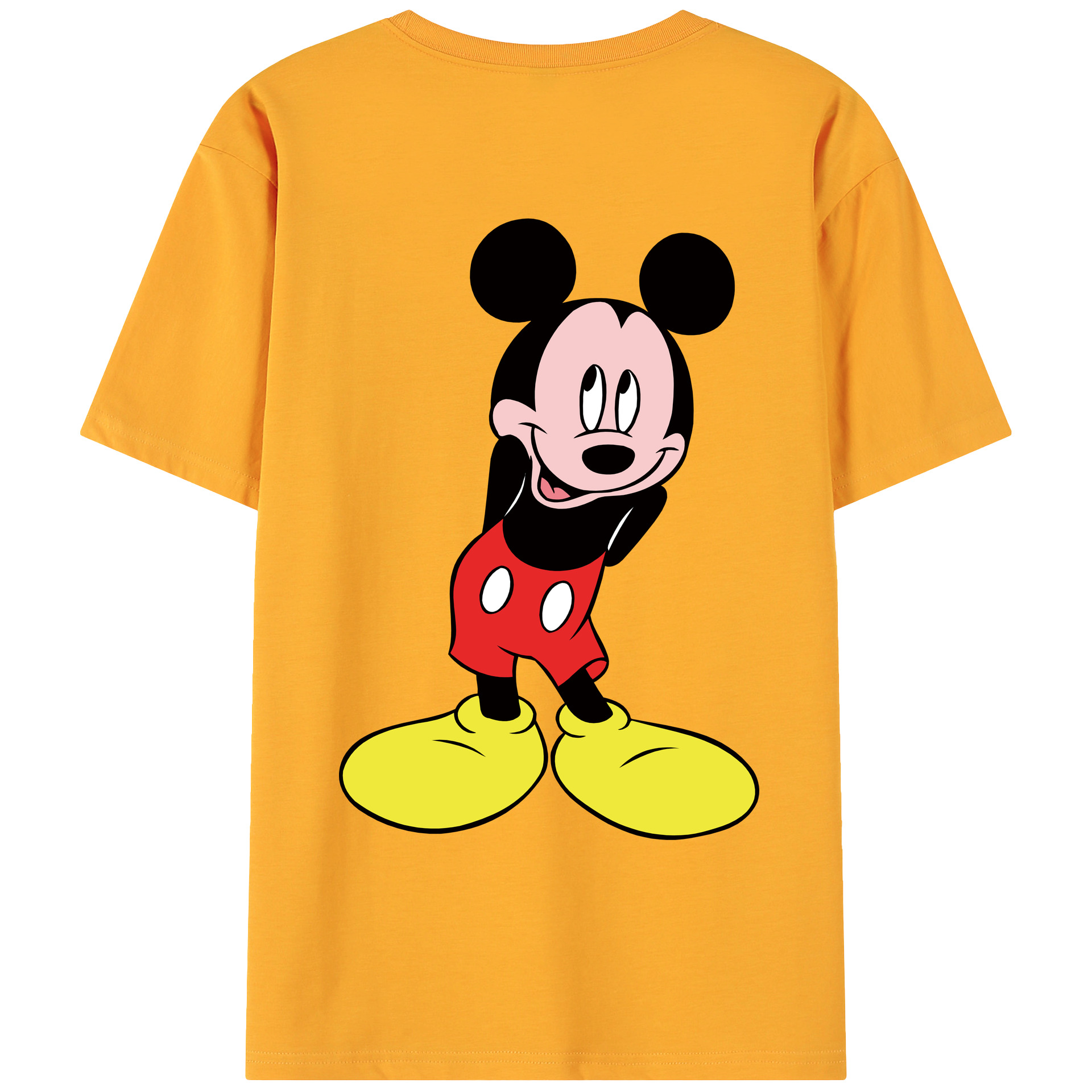 ミッキーマウス Mickey Mouse 綿100％ メンズ半袖Tシャツ（バックプリント） 通気性