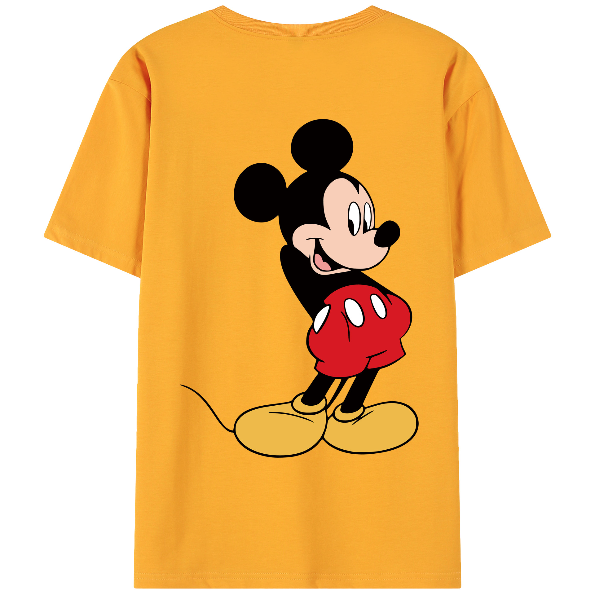 ミッキーマウス Mickey Mouse 綿100％ メンズ半袖Tシャツ（バックプリント） 通気性