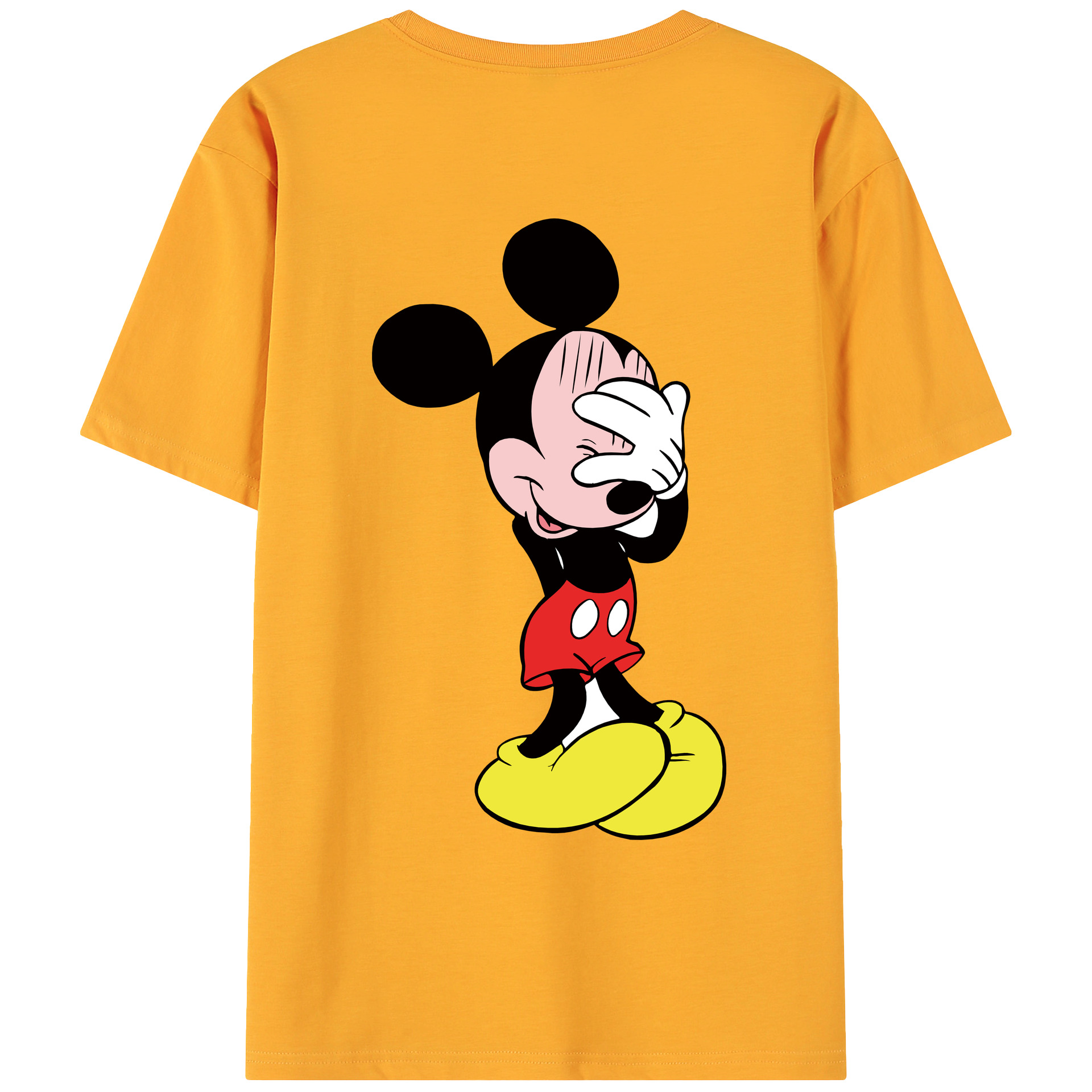 ミッキーマウス Mickey Mouse 綿100％ メンズ半袖Tシャツ（バックプリント） 通気性