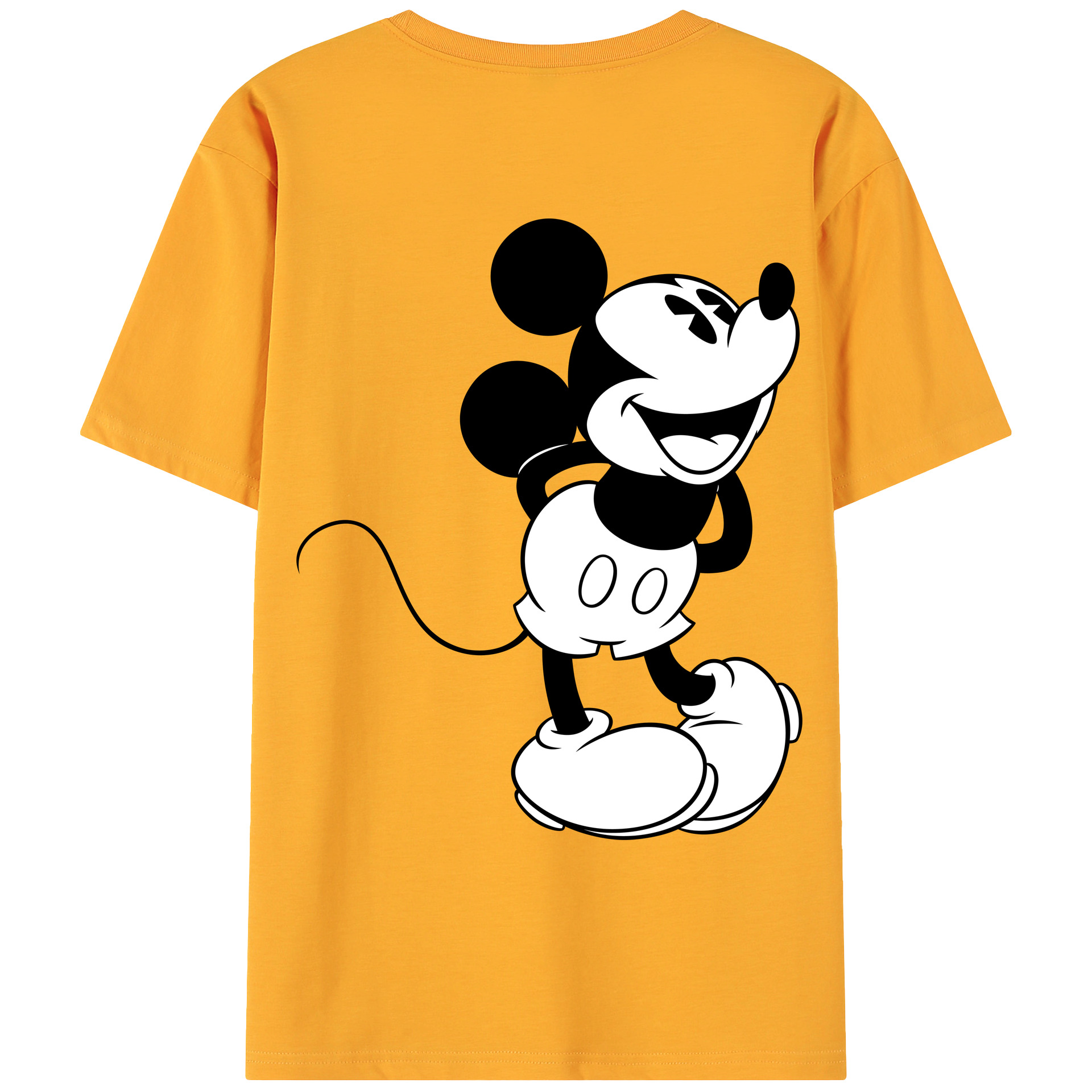 ミッキーマウス Mickey Mouse 綿100％ メンズ半袖Tシャツ（バックプリント） 通気性