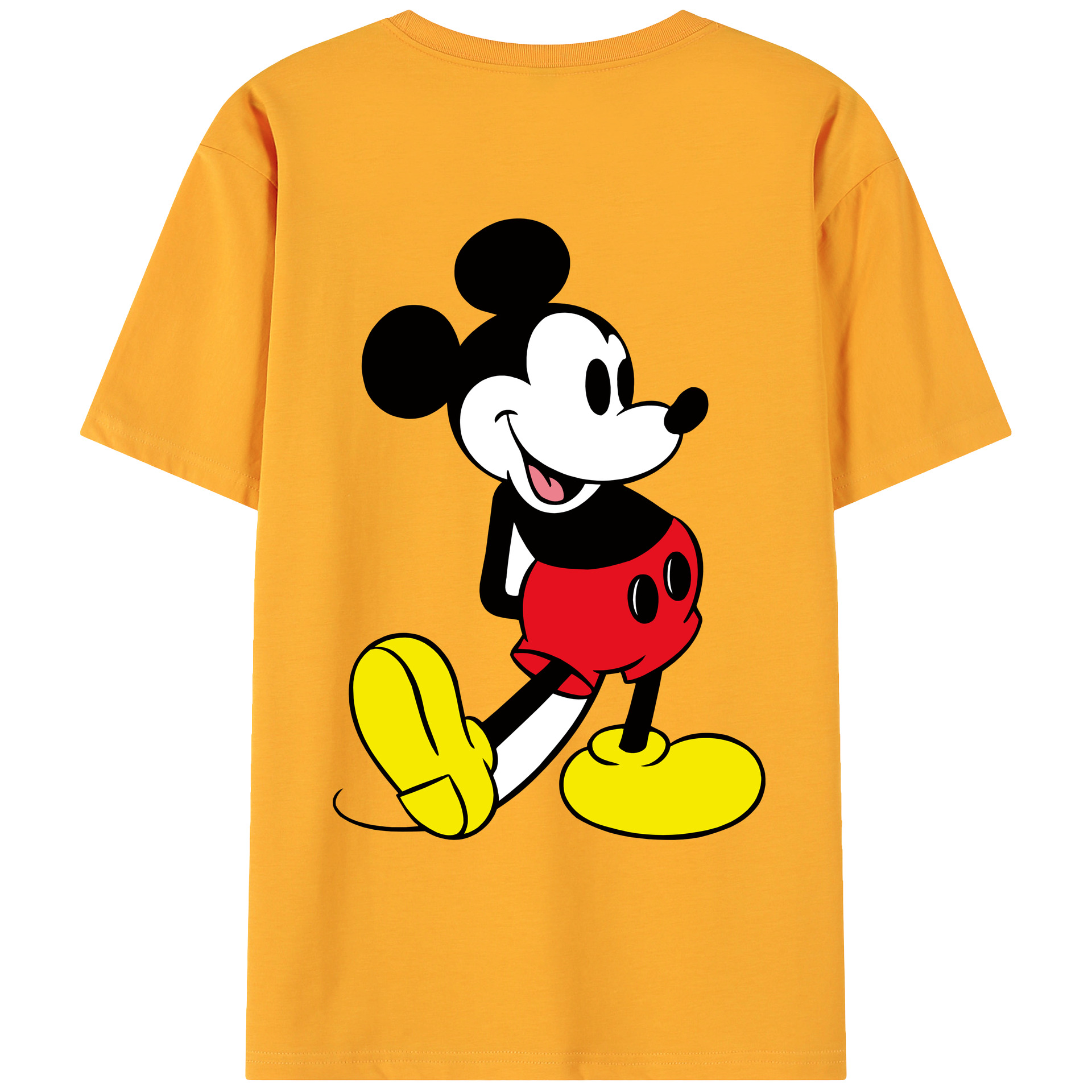 ミッキーマウス Mickey Mouse 綿100％ メンズ半袖Tシャツ（バックプリント） 通気性
