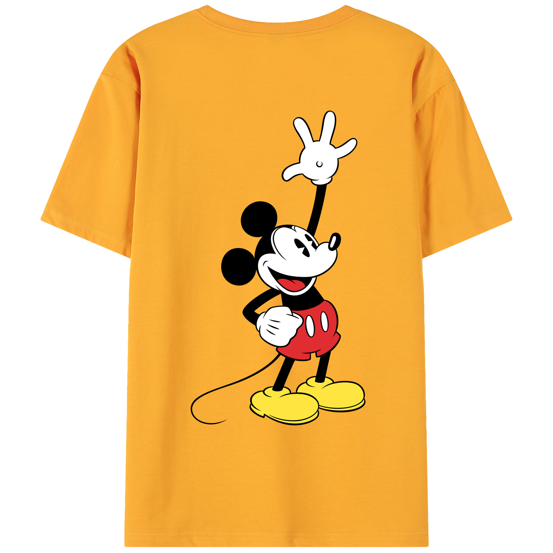 ミッキーマウス Mickey Mouse 綿100％ メンズ半袖Tシャツ（バックプリント） 通気性