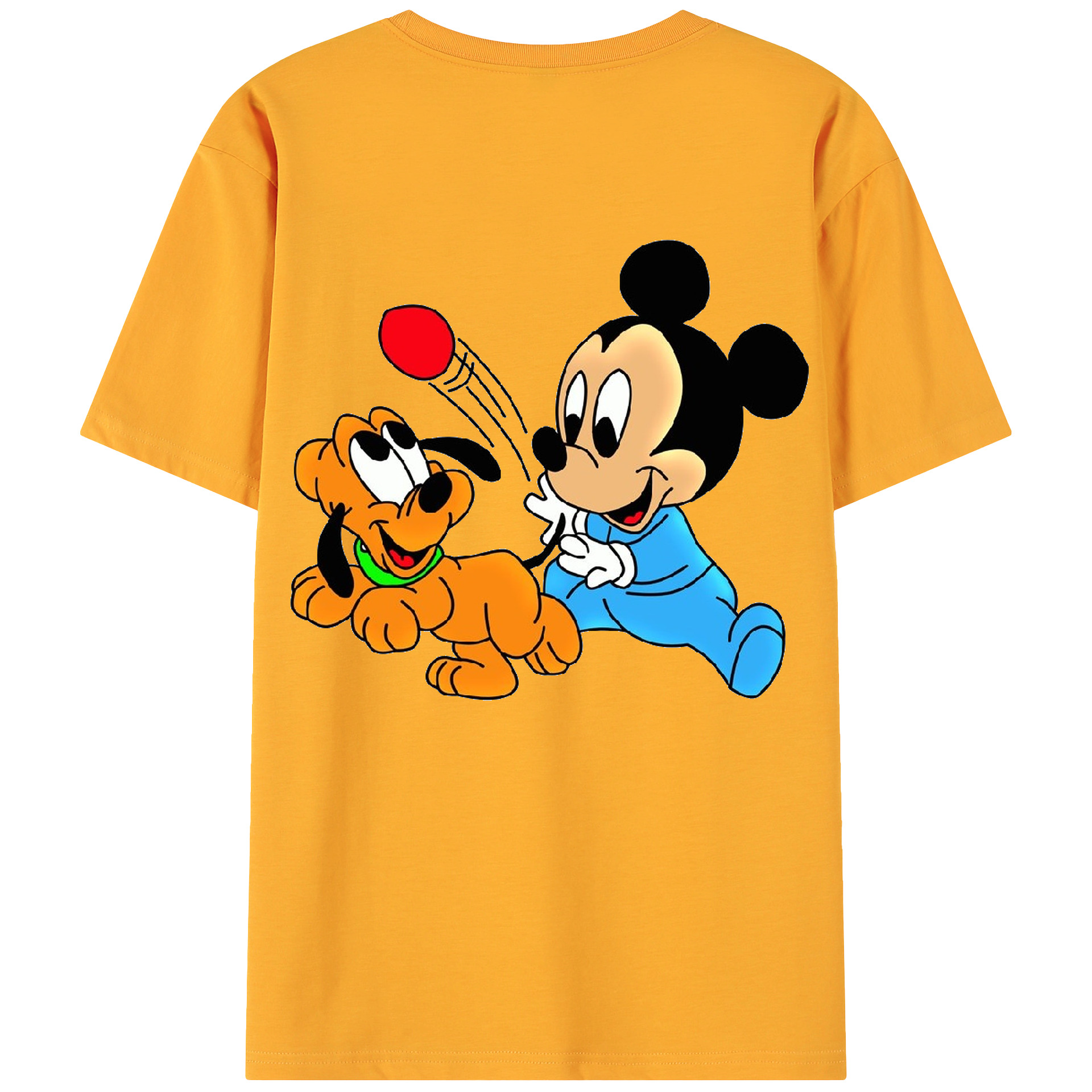 ミッキーマウス Mickey Mouse 綿100％ メンズ半袖Tシャツ（バックプリント） 通気性