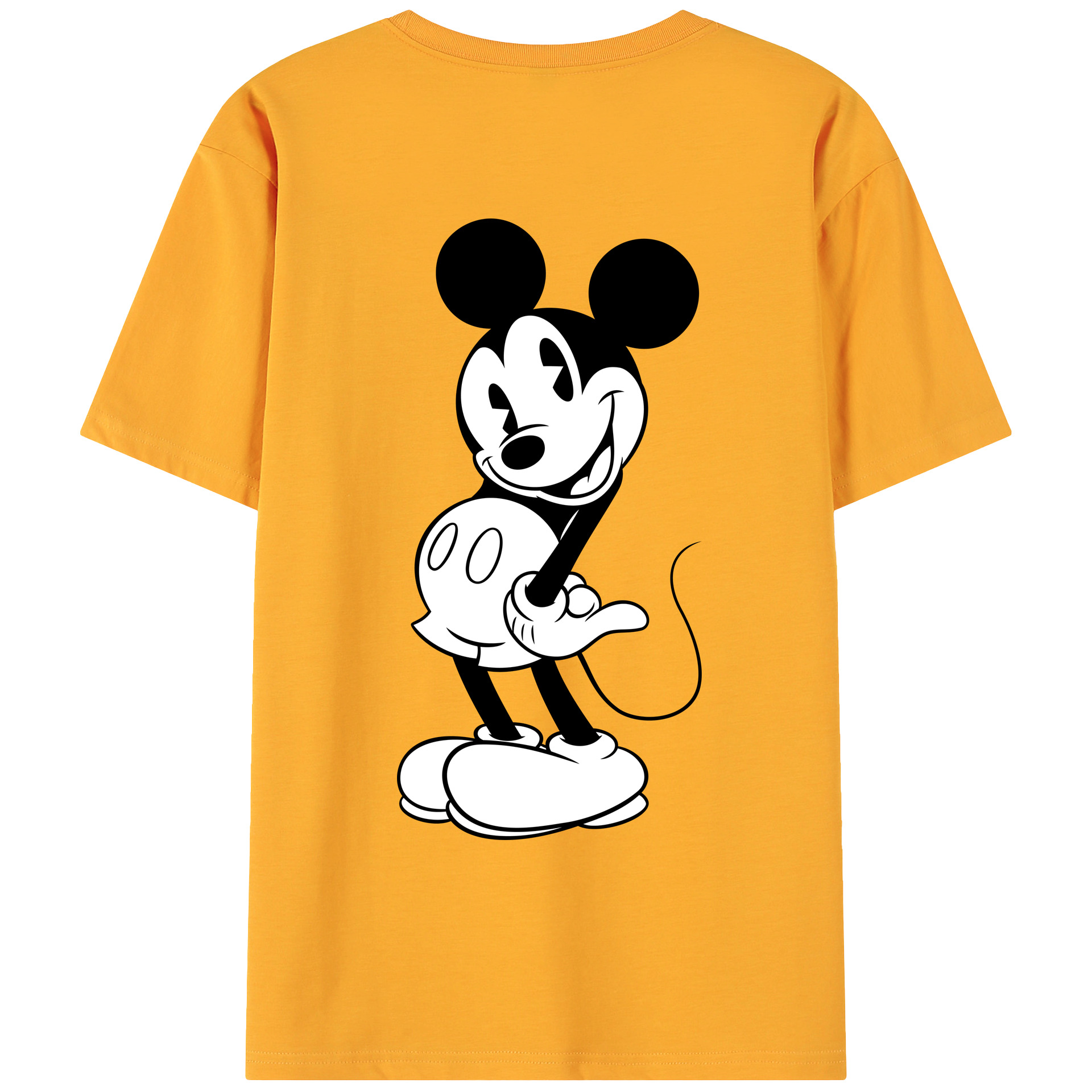 ミッキーマウス Mickey Mouse 綿100％ メンズ半袖Tシャツ（バックプリント） 通気性