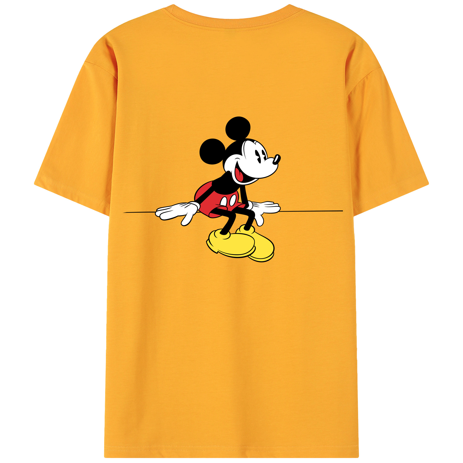 ミッキーマウス Mickey Mouse 綿100％ メンズ半袖Tシャツ（バックプリント） 通気性