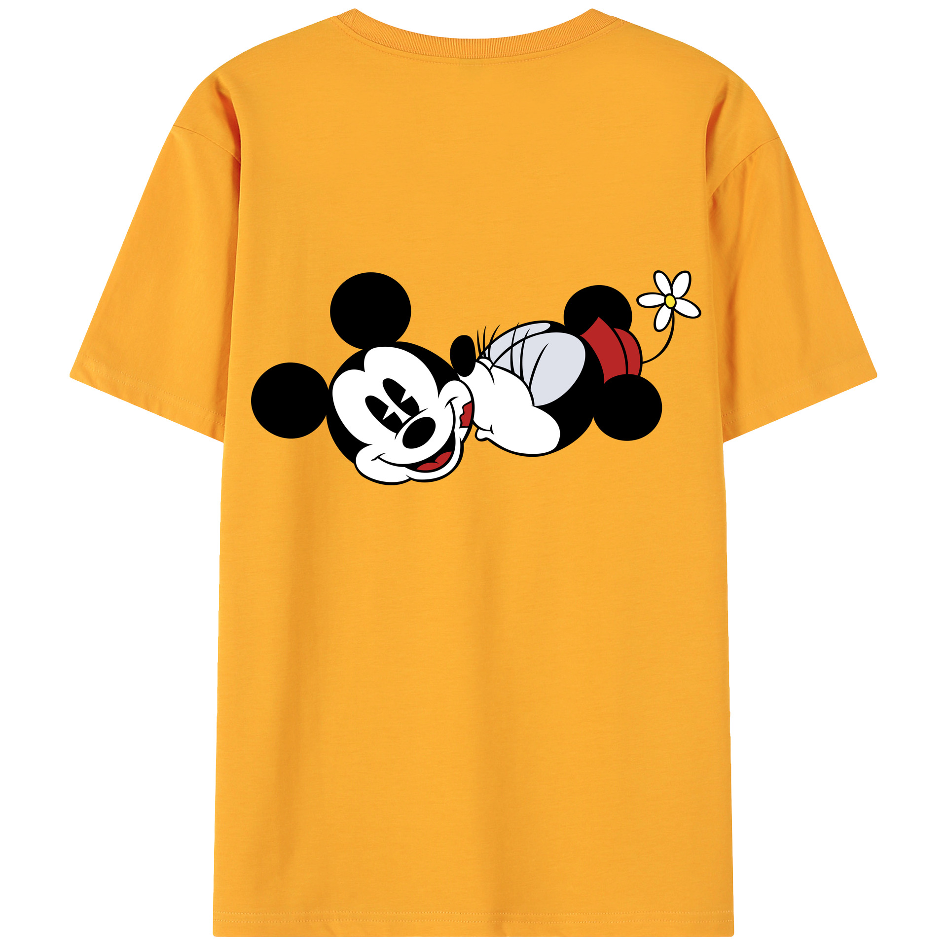ミッキーマウス Mickey Mouse 綿100％ メンズ半袖Tシャツ（バックプリント） 通気性