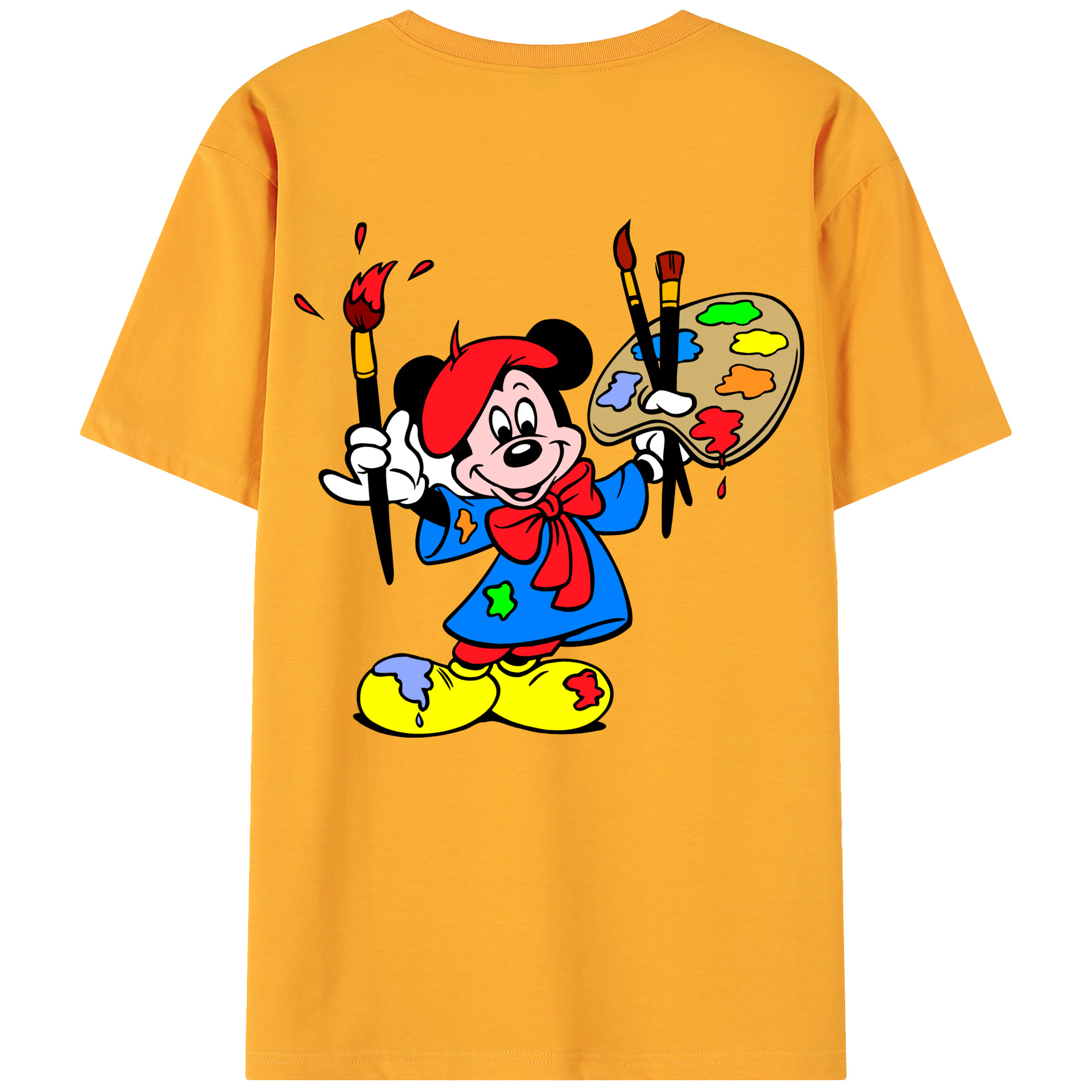 ミッキーマウス Mickey Mouse 綿100％ メンズ半袖Tシャツ（バックプリント） 通気性