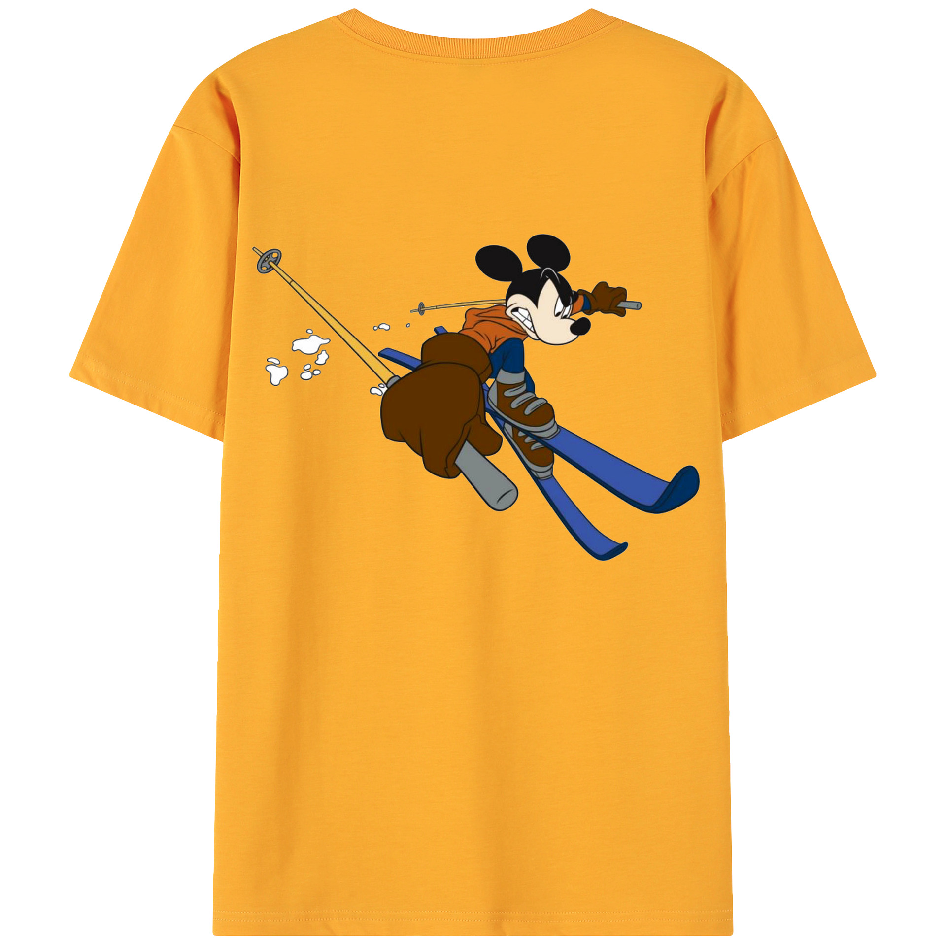 ミッキーマウス Mickey Mouse 綿100％ メンズ半袖Tシャツ（バックプリント） 通気性