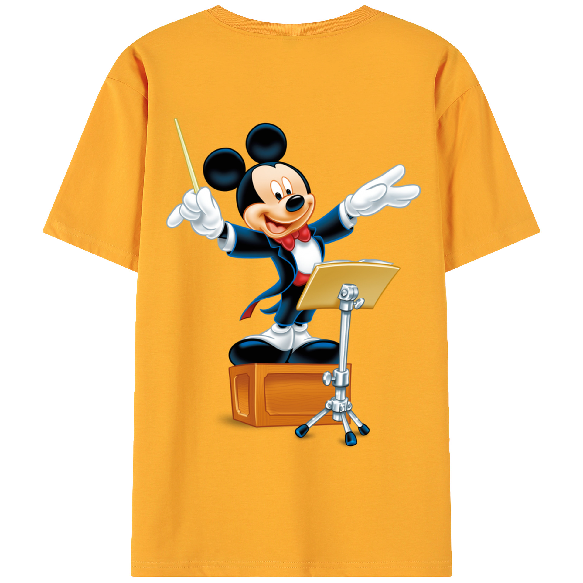 ミッキーマウス Mickey Mouse 綿100％ メンズ半袖Tシャツ（バックプリント） 通気性