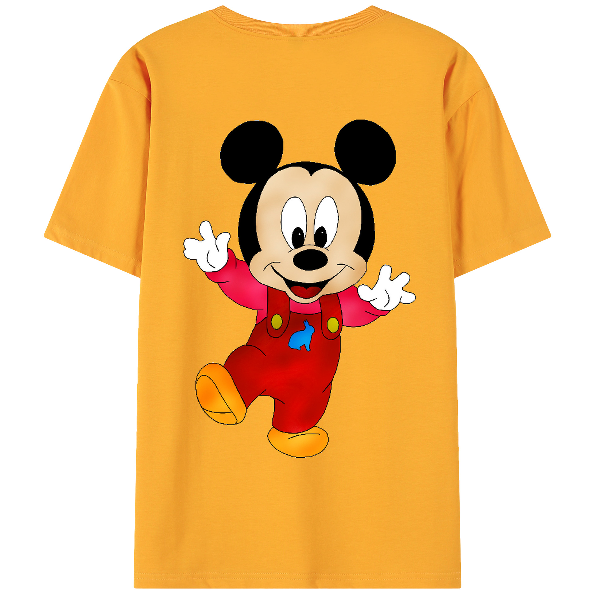 ミッキーマウス Mickey Mouse 綿100％ メンズ半袖Tシャツ（バックプリント） 通気性