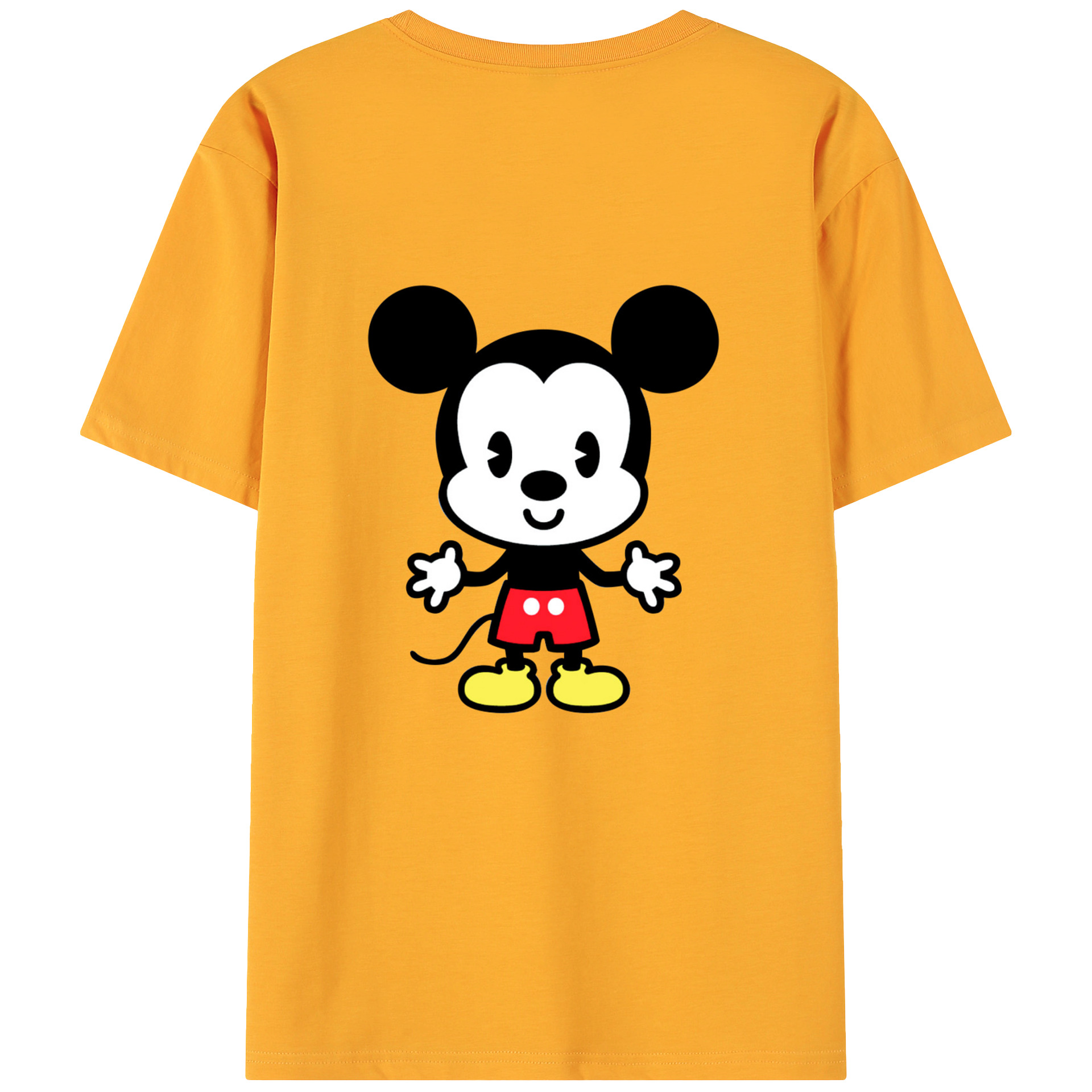 ミッキーマウス Mickey Mouse 綿100％ メンズ半袖Tシャツ（バックプリント） 通気性