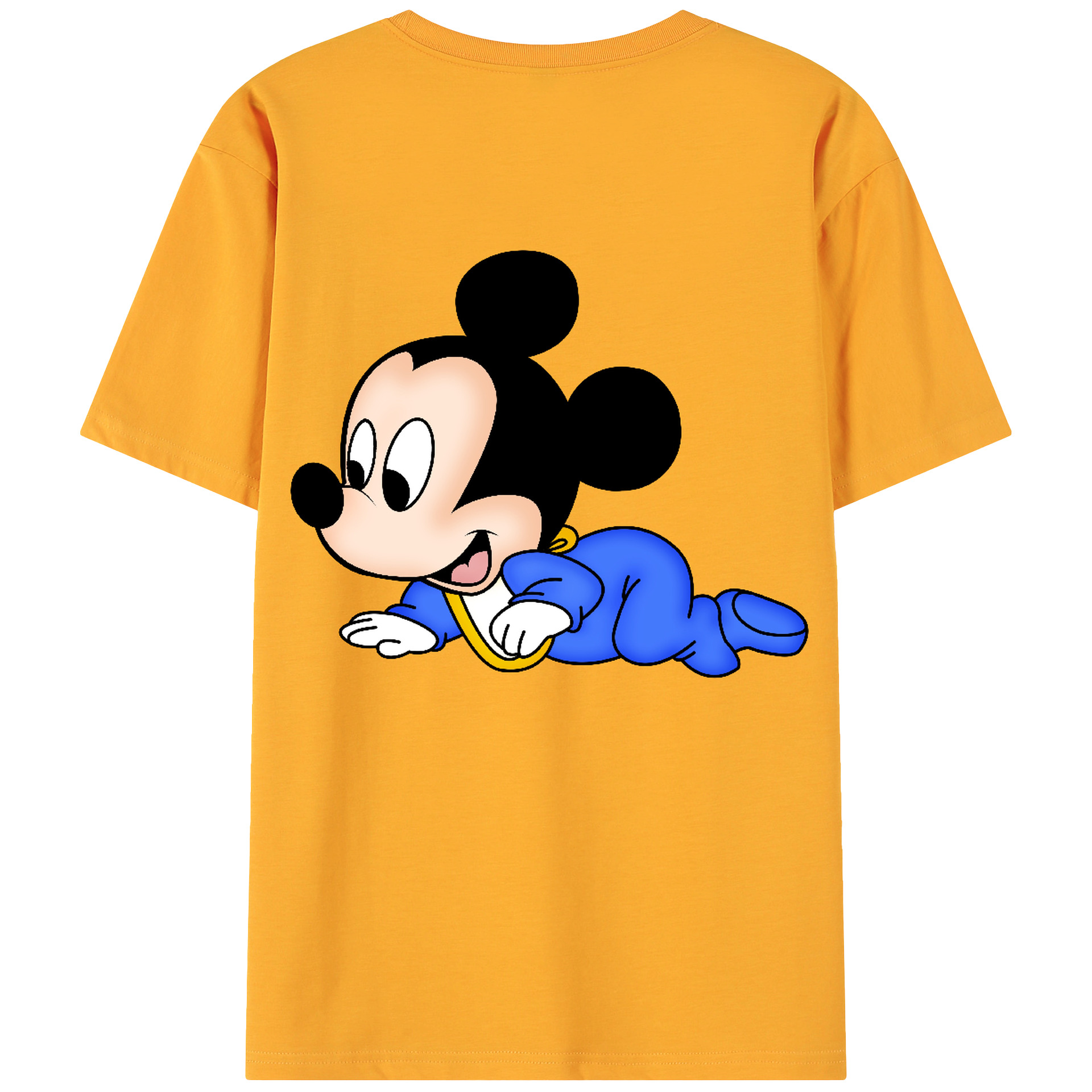 ミッキーマウス Mickey Mouse 綿100％ メンズ半袖Tシャツ（バックプリント） 通気性