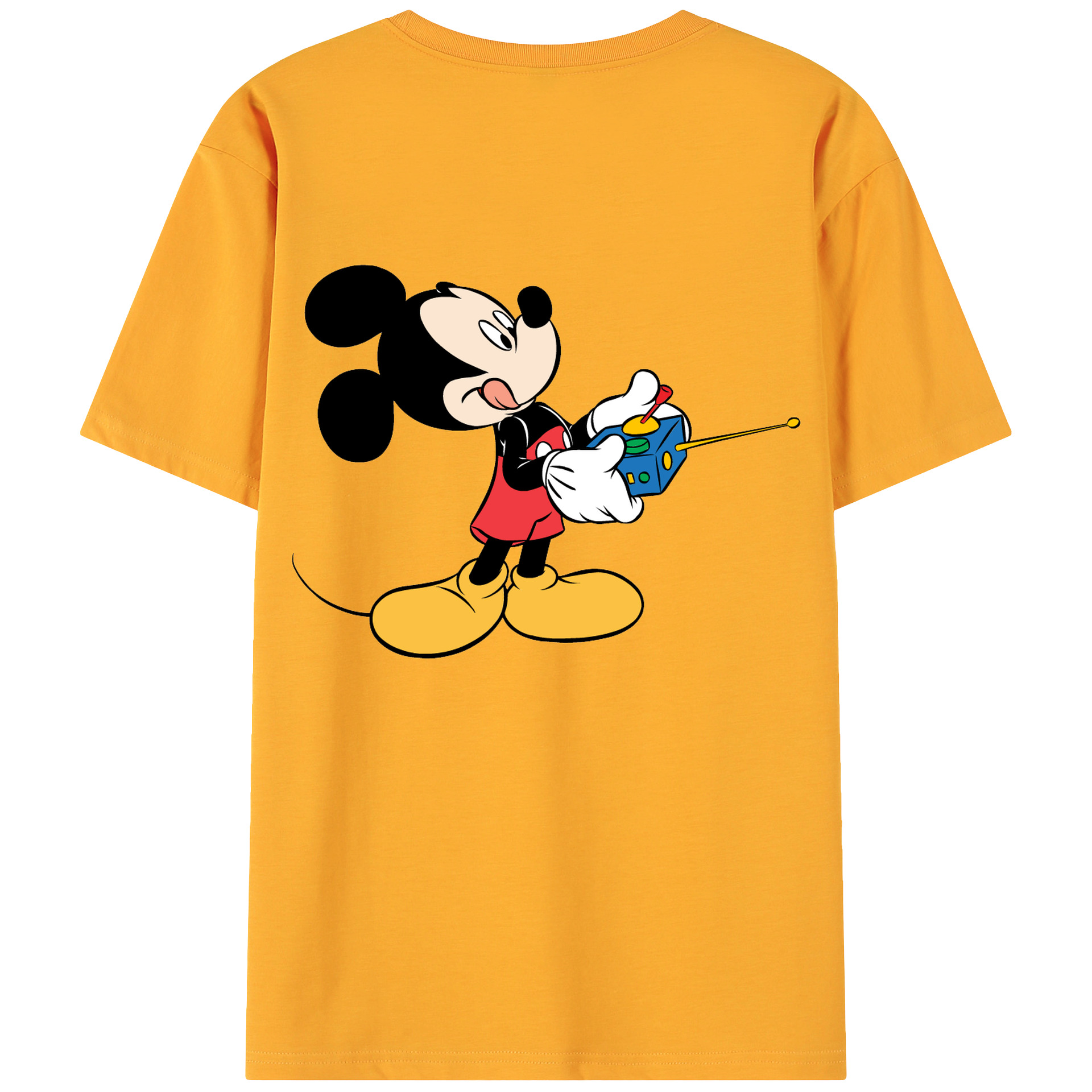 ミッキーマウス Mickey Mouse 綿100％ メンズ半袖Tシャツ（バックプリント） 通気性