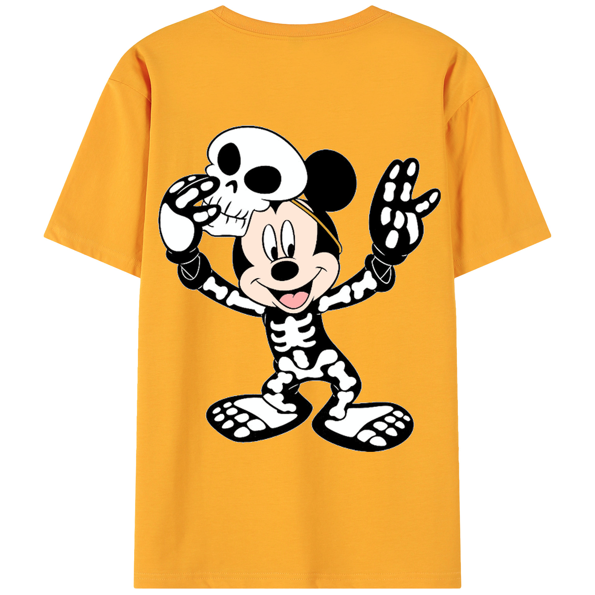 ミッキーマウス Mickey Mouse 綿100％ メンズ半袖Tシャツ（バックプリント） 通気性