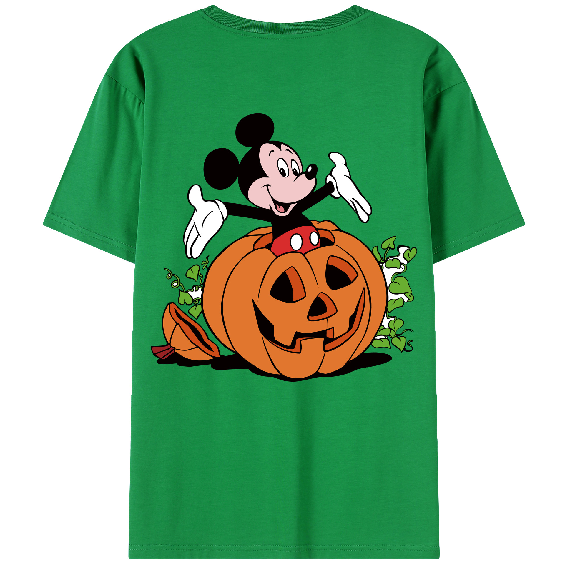ミッキーマウス Mickey Mouse 綿100％ メンズ半袖Tシャツ（バックプリント） 通気性