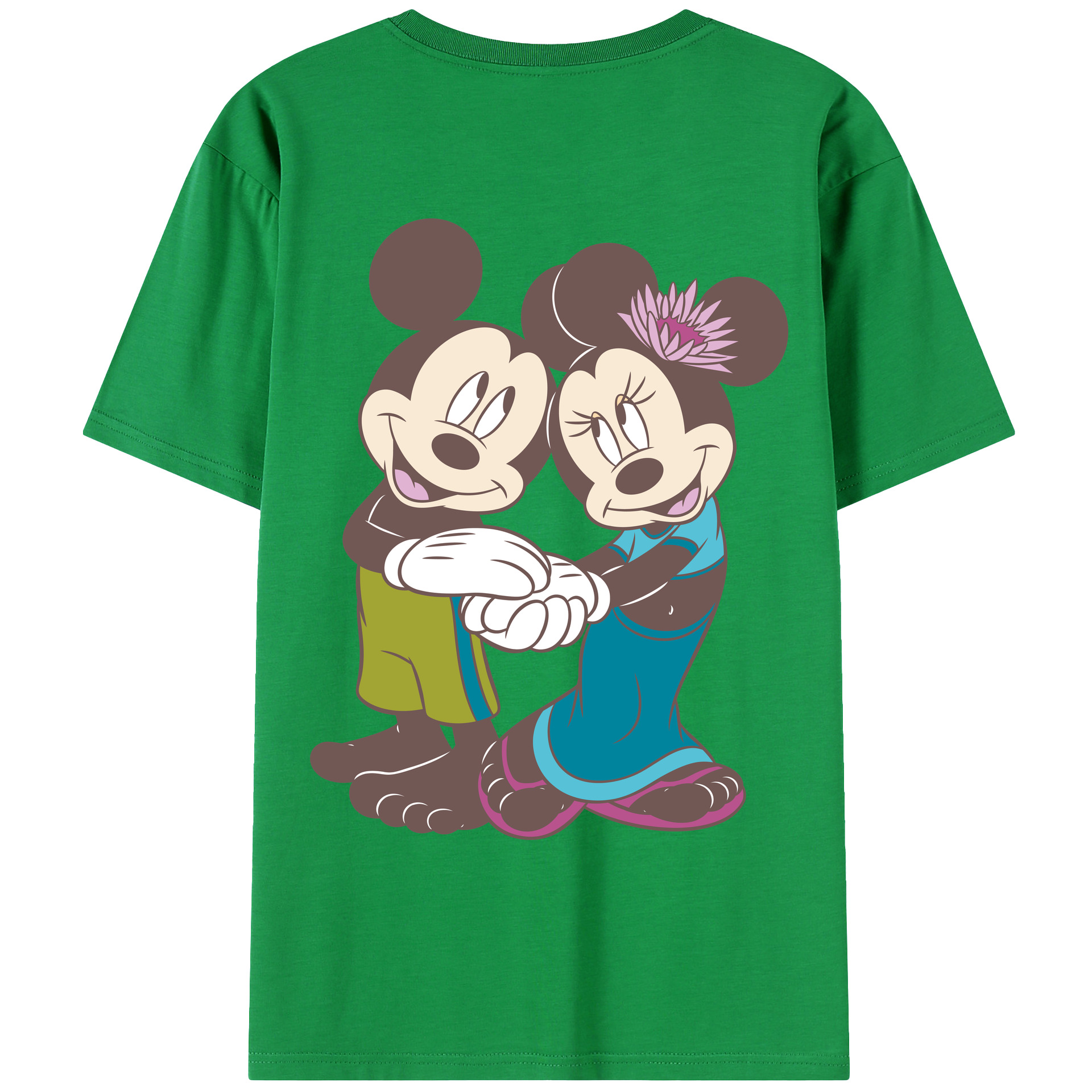 （画像用） ミッキーマウス Mickey Mouse 綿100％ メンズ半袖Tシャツ（バックプリント） 通気性