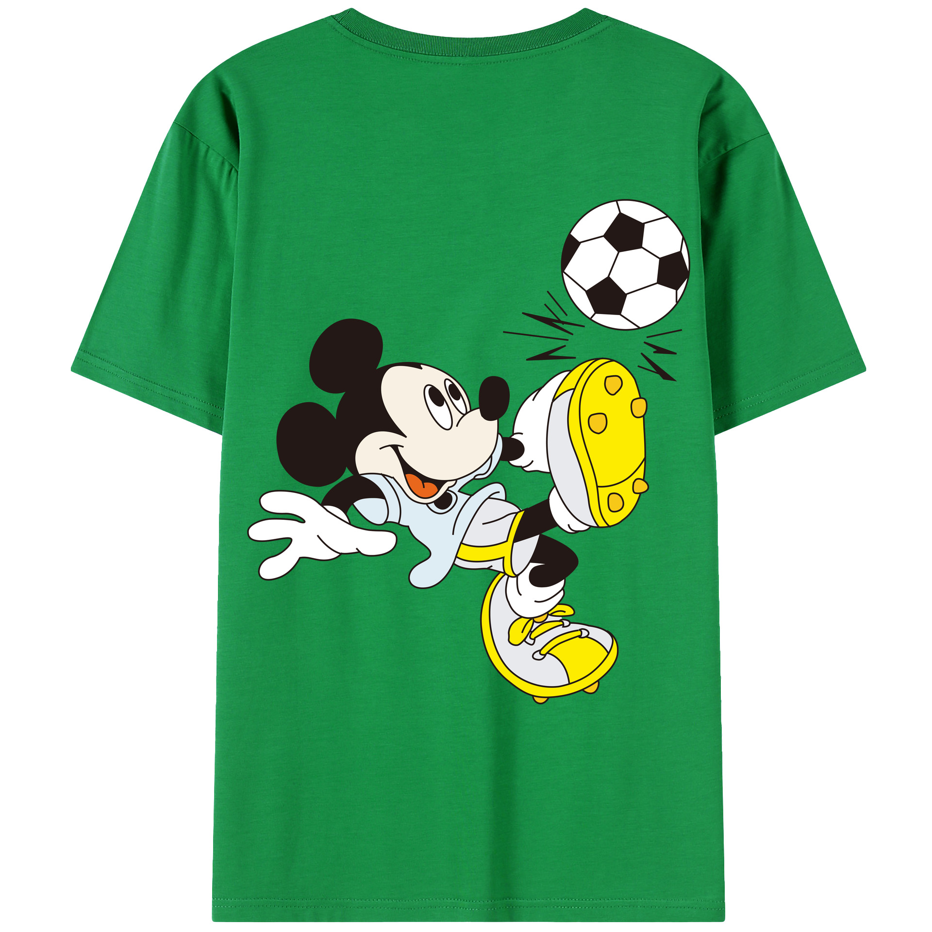 ミッキーマウス Mickey Mouse 綿100％ メンズ半袖Tシャツ（バックプリント） 通気性