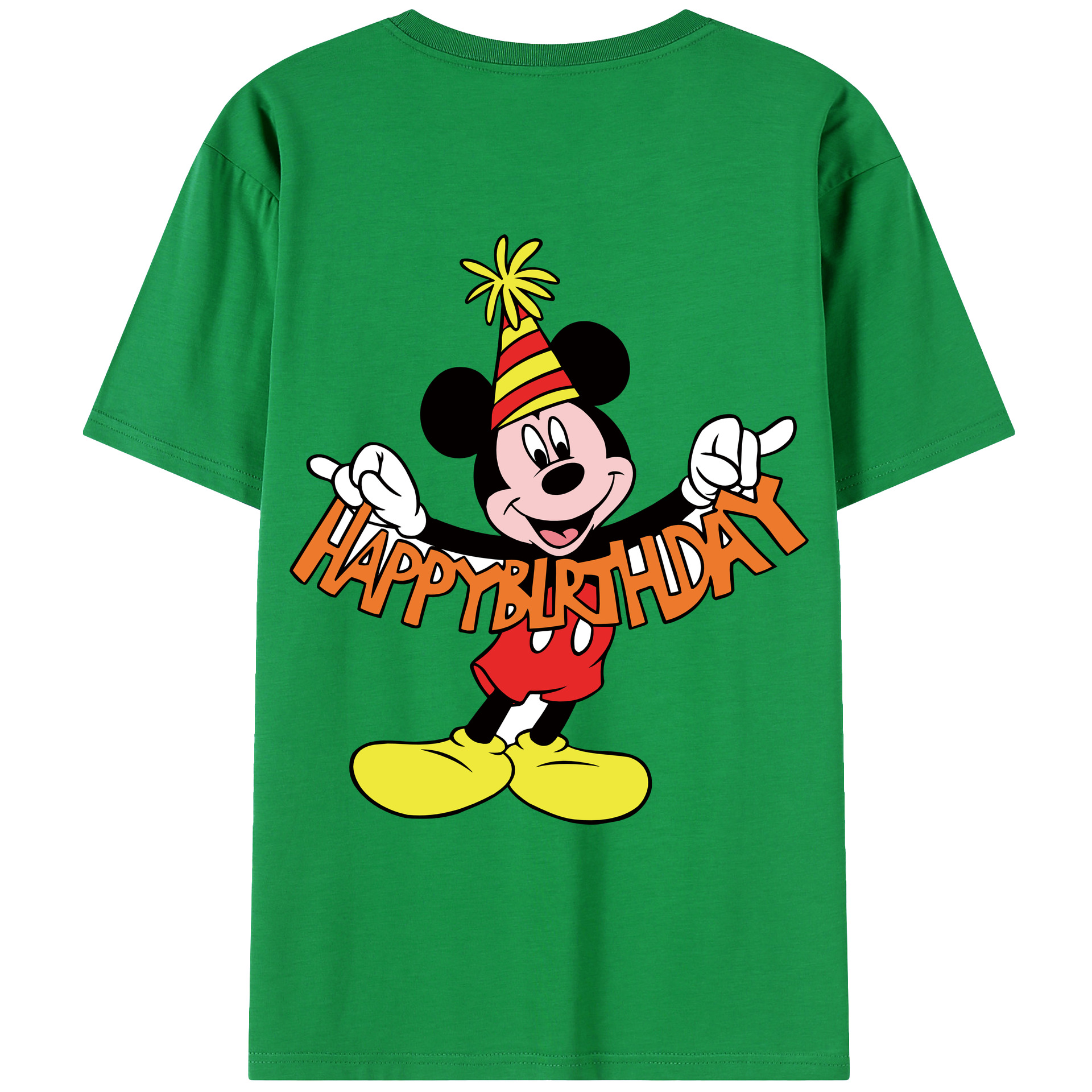 ミッキーマウス Mickey Mouse 綿100％ メンズ半袖Tシャツ（バックプリント） 通気性
