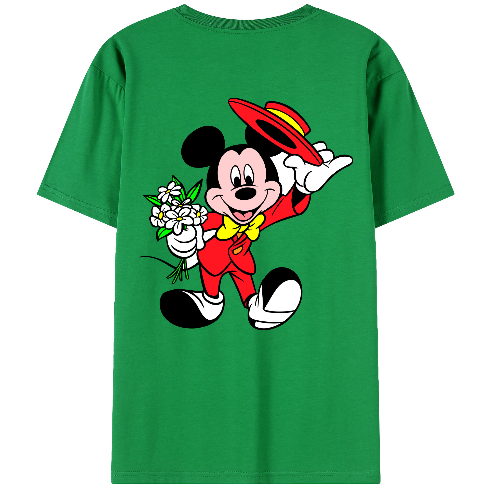 ミッキーマウス Mickey Mouse 綿100％ メンズ半袖Tシャツ（バックプリント） 通気性