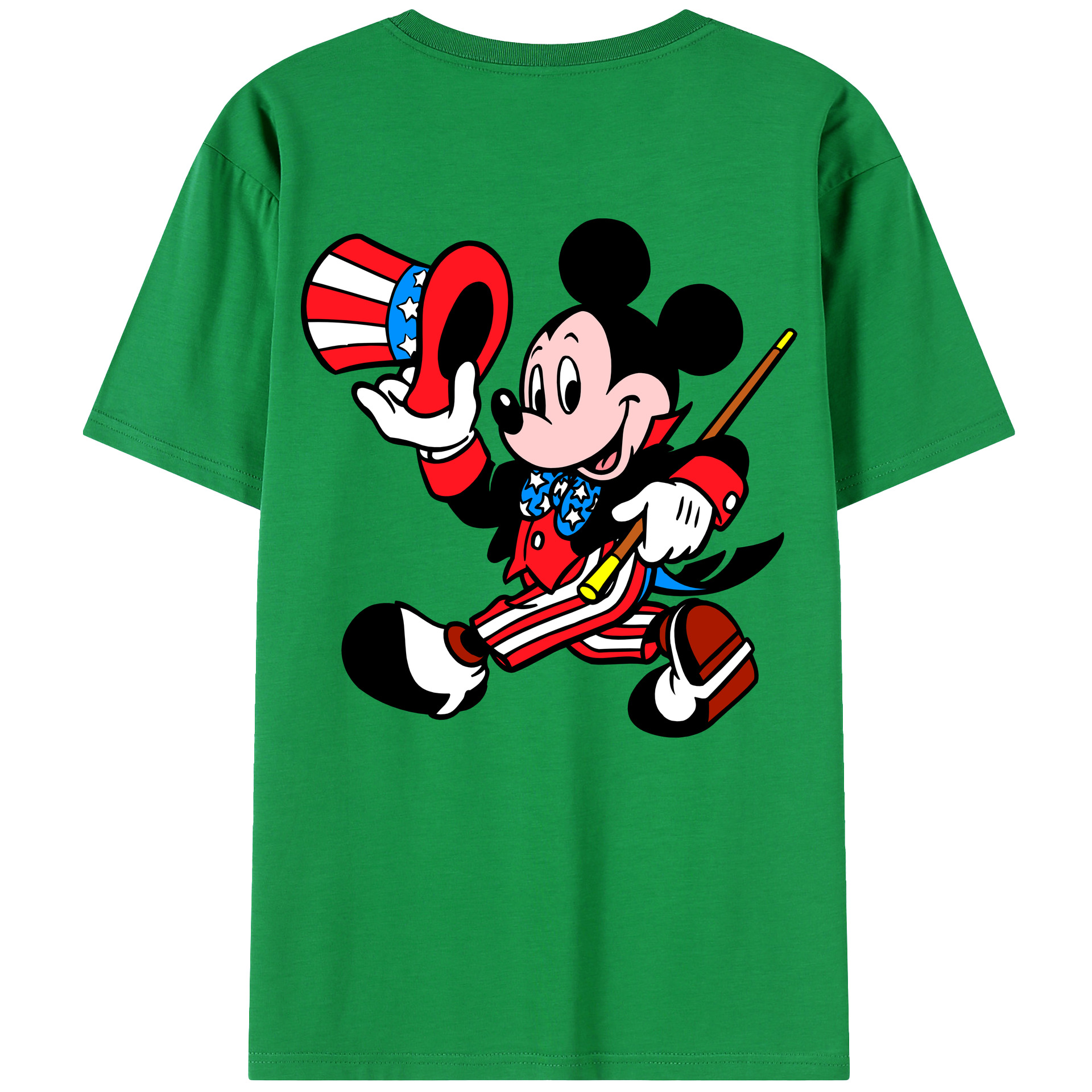 ミッキーマウス Mickey Mouse 綿100％ メンズ半袖Tシャツ（バックプリント） 通気性